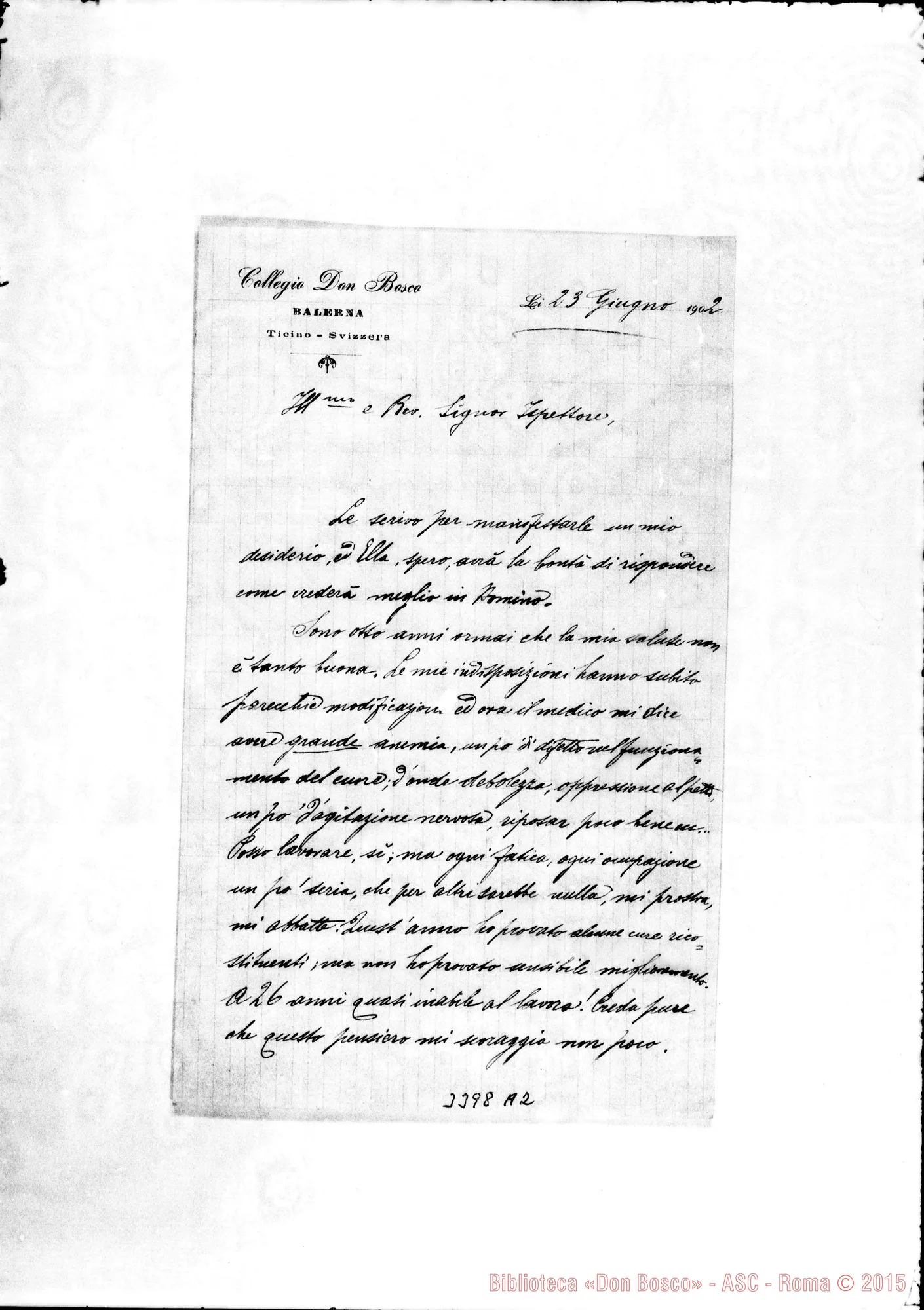Fotogramma A 2 — Don Rocco Rodighiero-Ispettore. Balerna, 23-06-1902