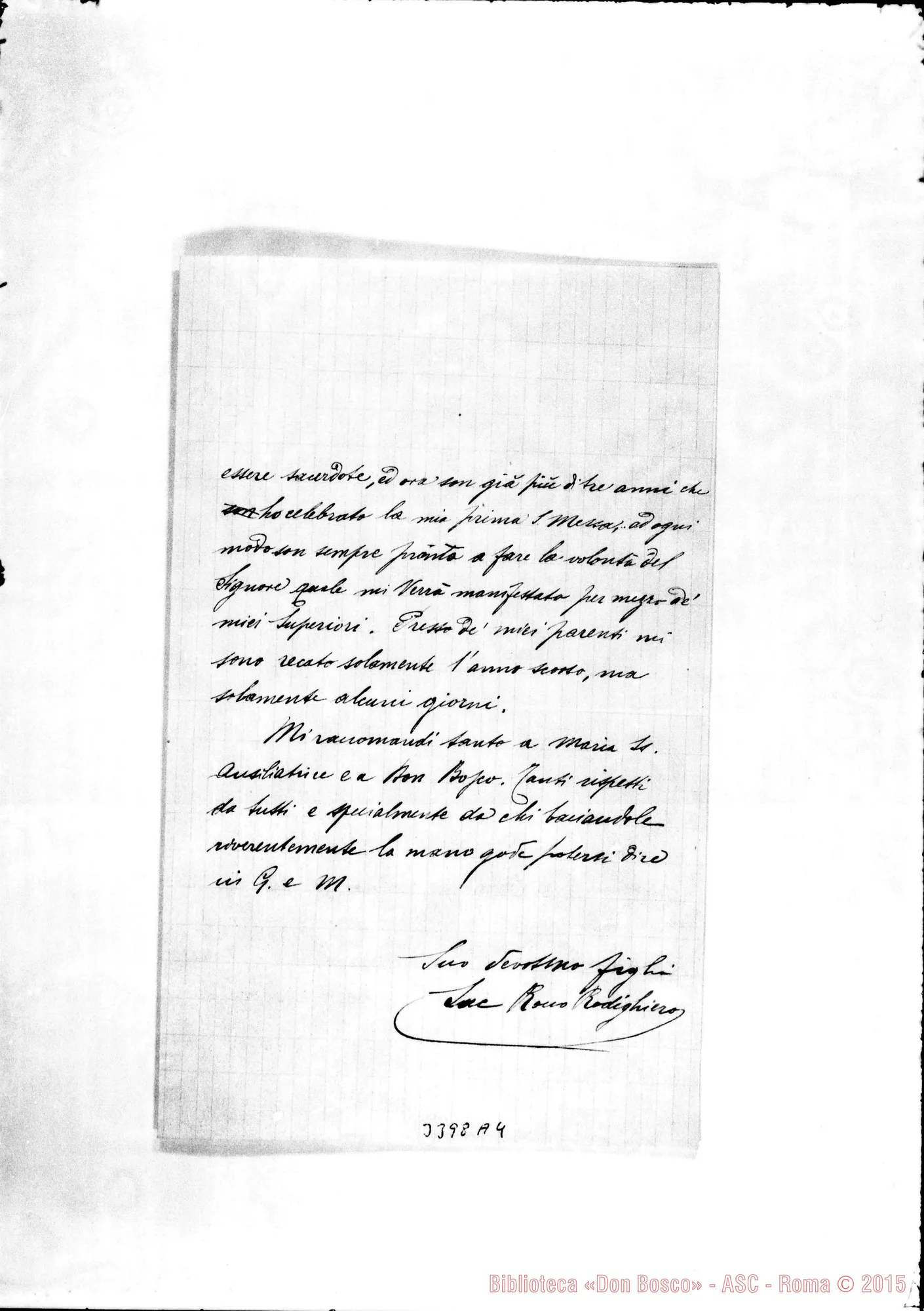 Fotogramma A 4 — Don Rocco Rodighiero-Ispettore. Balerna, 23-06-1902