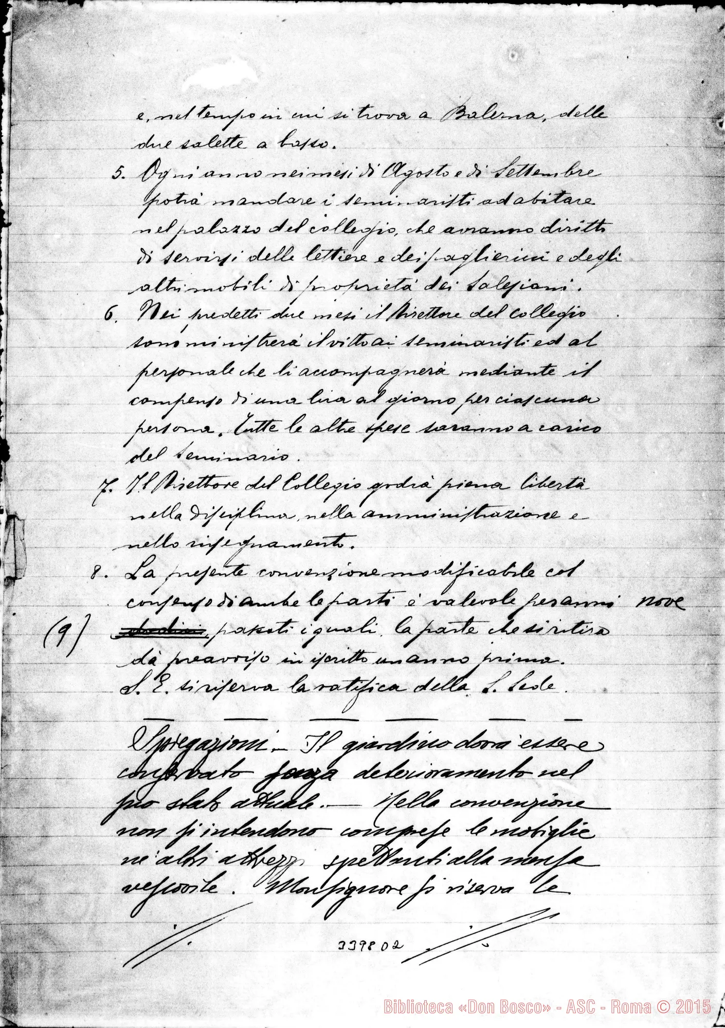 Fotogramma D 2 — Convenzione tra il vesc. Vincenzo Molo E Don Rua. Lugano, 1-08-1893