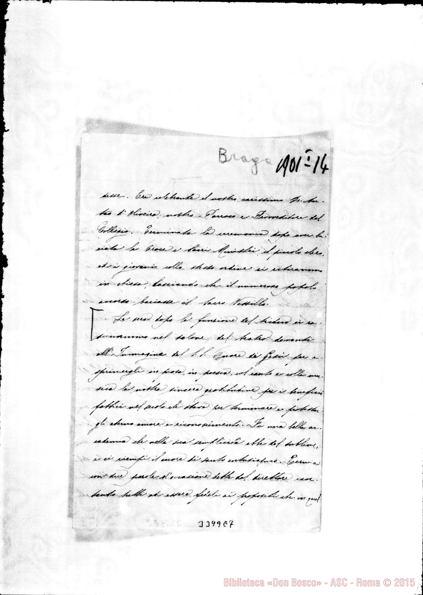 Fotogramma E 7 — Don Luigi Sutera-Don Rua. Braga, 14-01-1901 Autogr. Rua
