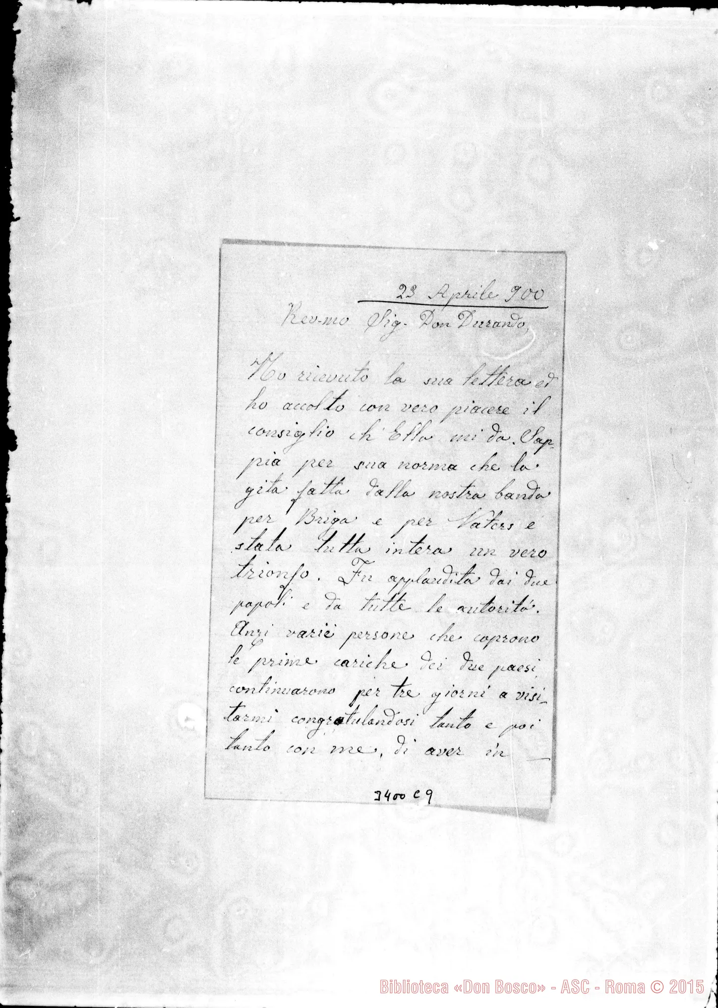 Fotogramma C 9 — Don Giuseppe Oddone-Don Durando. Briga, 23-04-1900