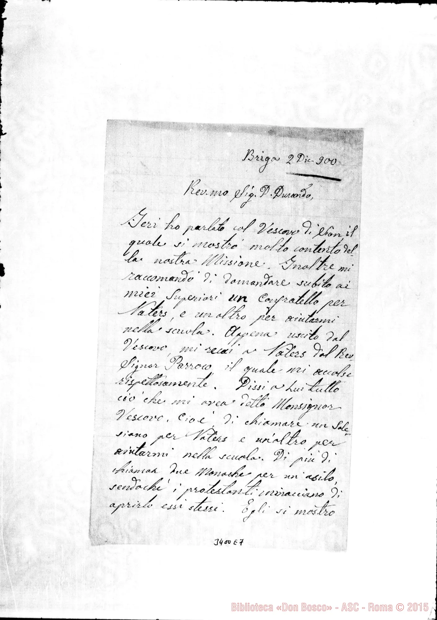 Fotogramma E 7 — Don Giuseppe Oddone-Don Durando. Briga, 2-12-1900