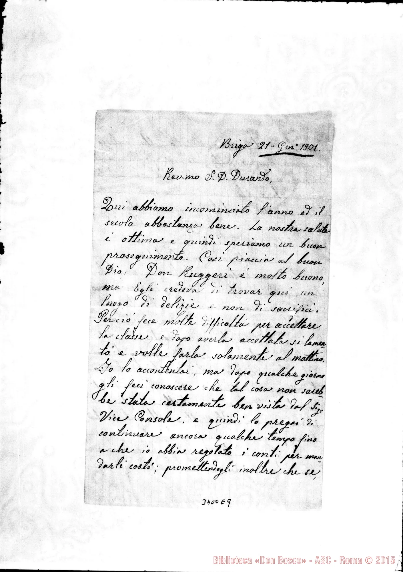 Fotogramma E 9 — Don Giuseppe Oddone-Don Durando. Briga, 21-01-1901