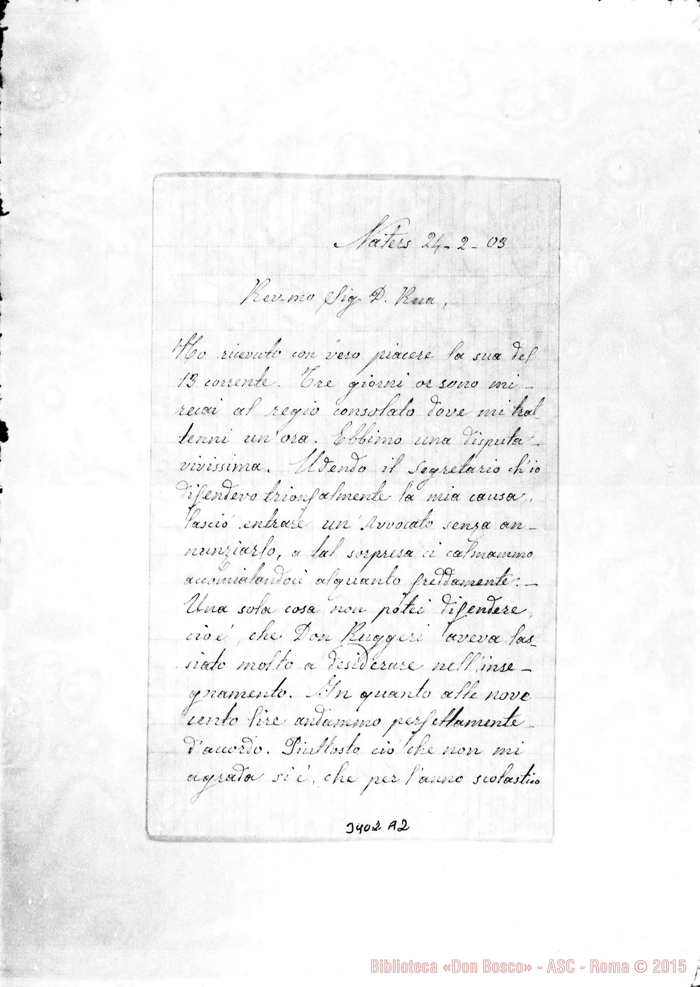 Fotogramma A 2 — Don Giuseppe Oddone-Don Rua. Briga, 24-02-1903