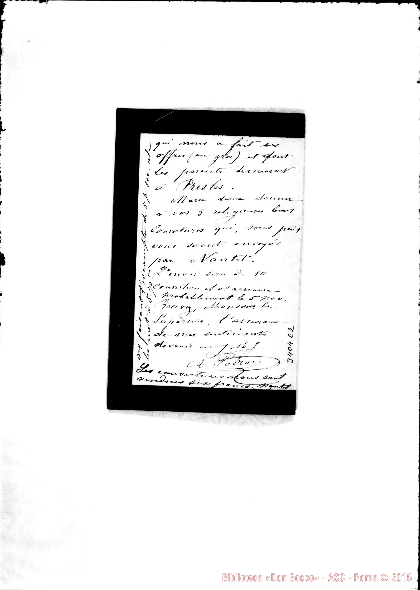 Fotogramma E 2 — A. Potron-Monsieur le Supérieur. Courcelles, senza data