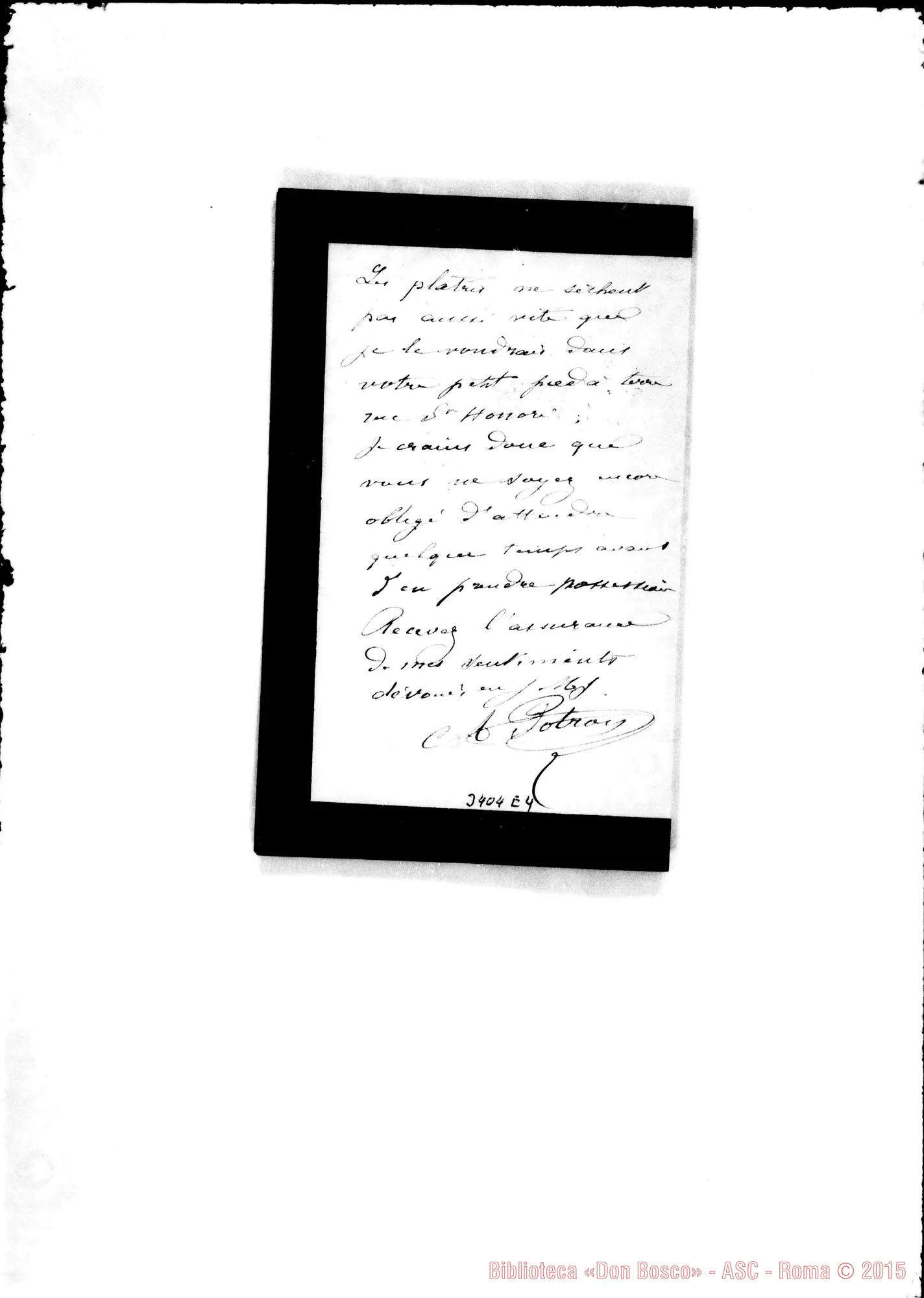Fotogramma E 4 — A. Potron-Monsieur le Supérieur. Courcelles, senza data