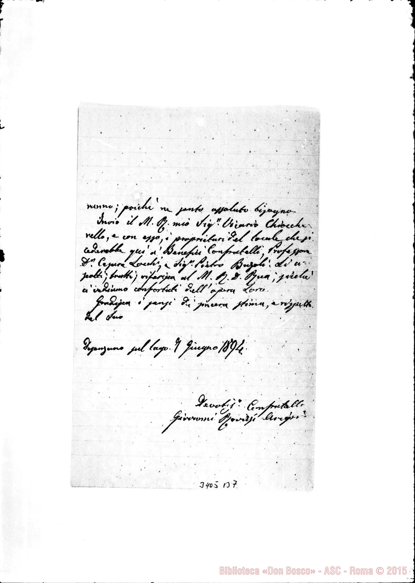 Fotogramma B 7 — Don Giovanni Ravizzi-Rev.do Sig. Desenzano, 7-06-1894