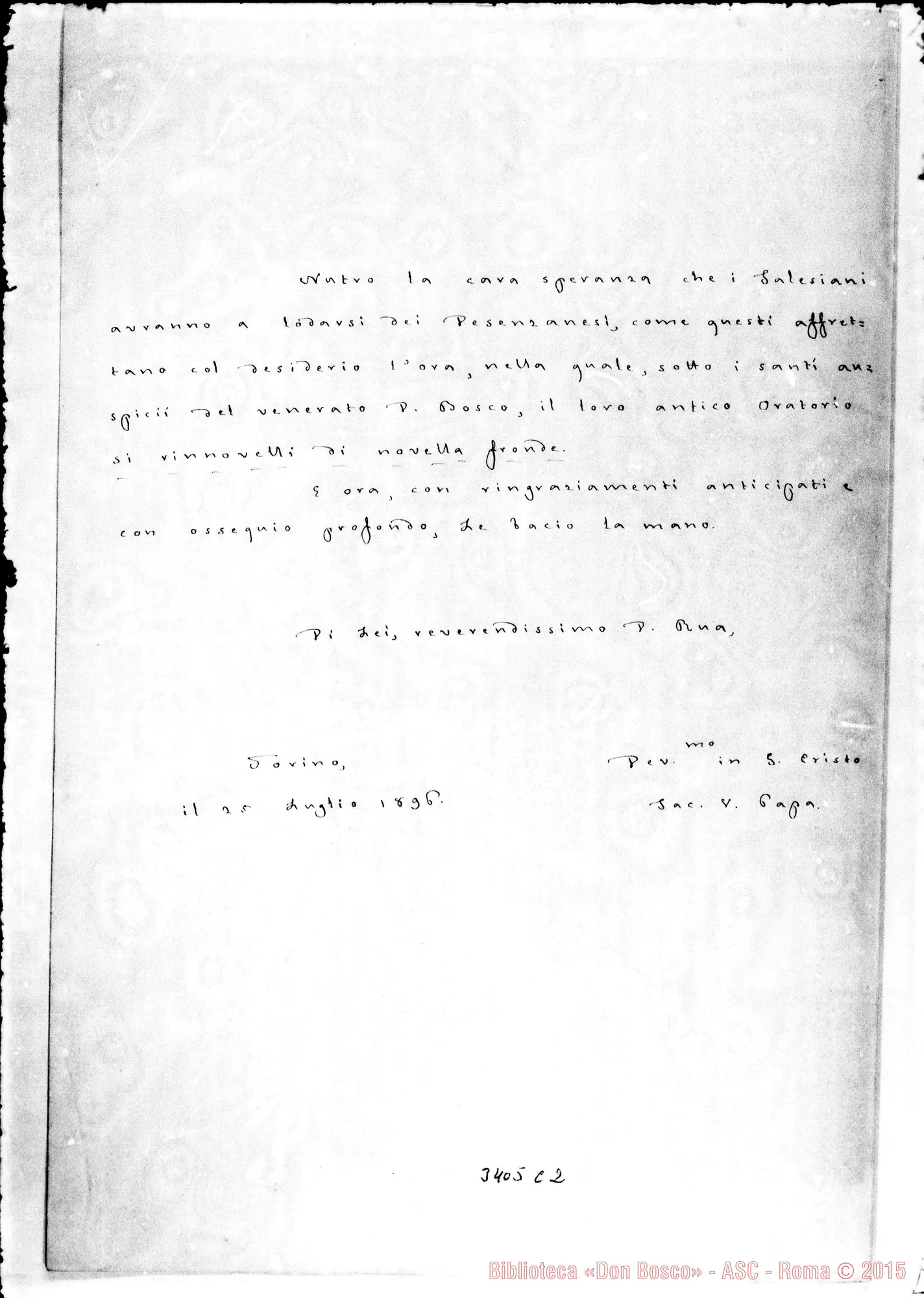 Fotogramma C 2 — Mons. Vincenzo Papa-Don Rua. Torino, 25-07-1896