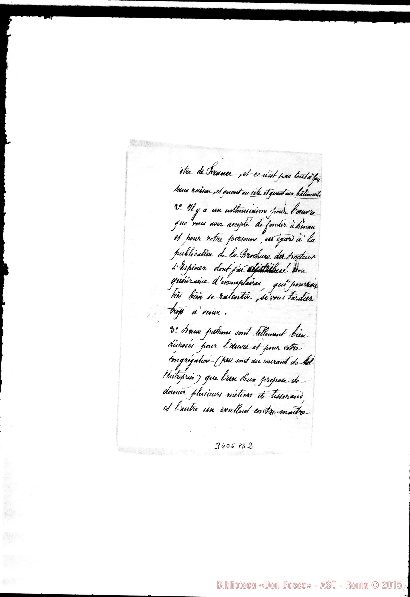 Fotogramma B 2 — Abbé J. Martin-Don Bosco. Autogr. Rua. Senza data