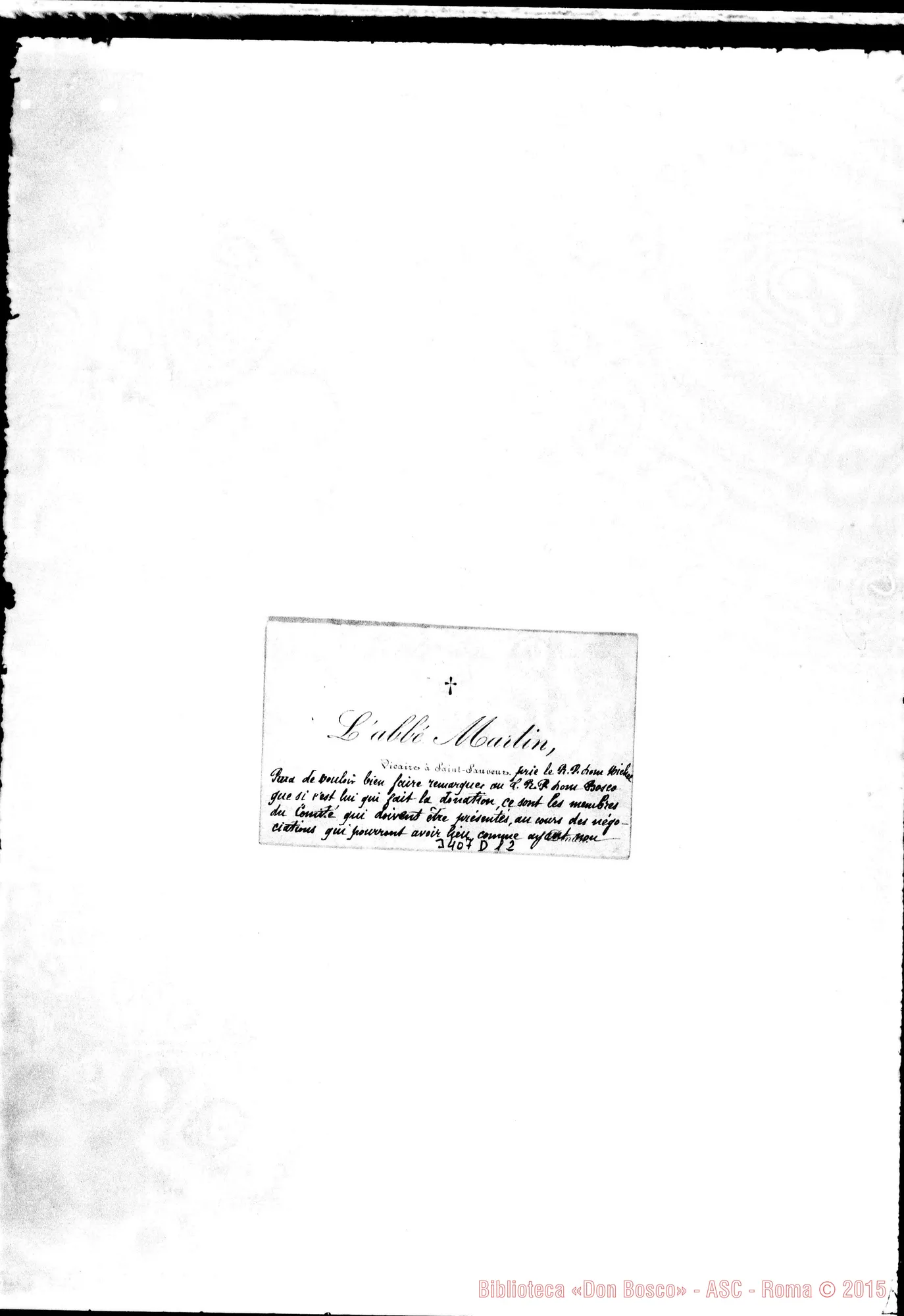 Fotogramma D 12 — Abbé J. Martin: biglietto da visita senza data