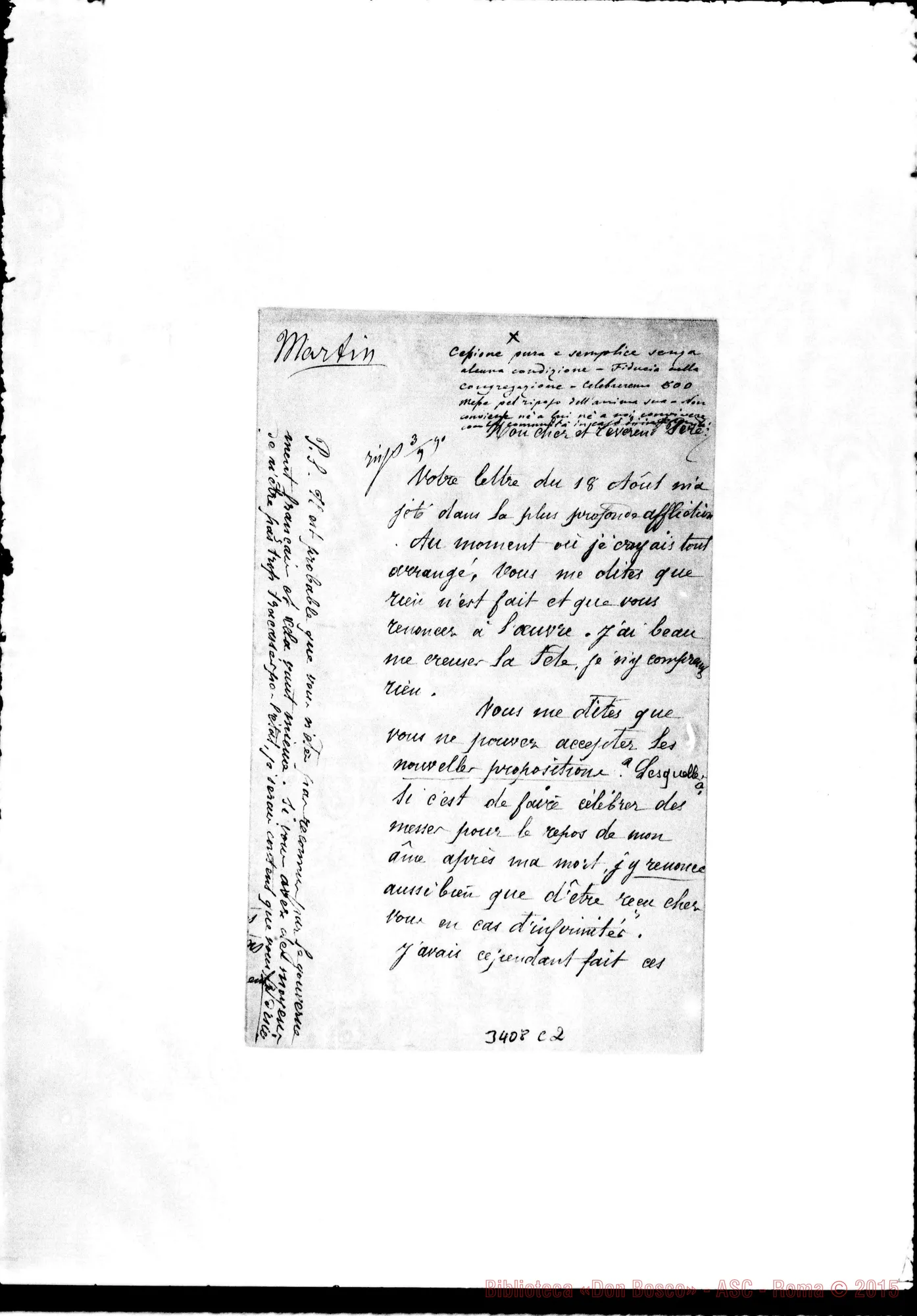 Fotogramma C 2 — Abbé J. Martin-Révérend Père. Risposto il 3-09-1890