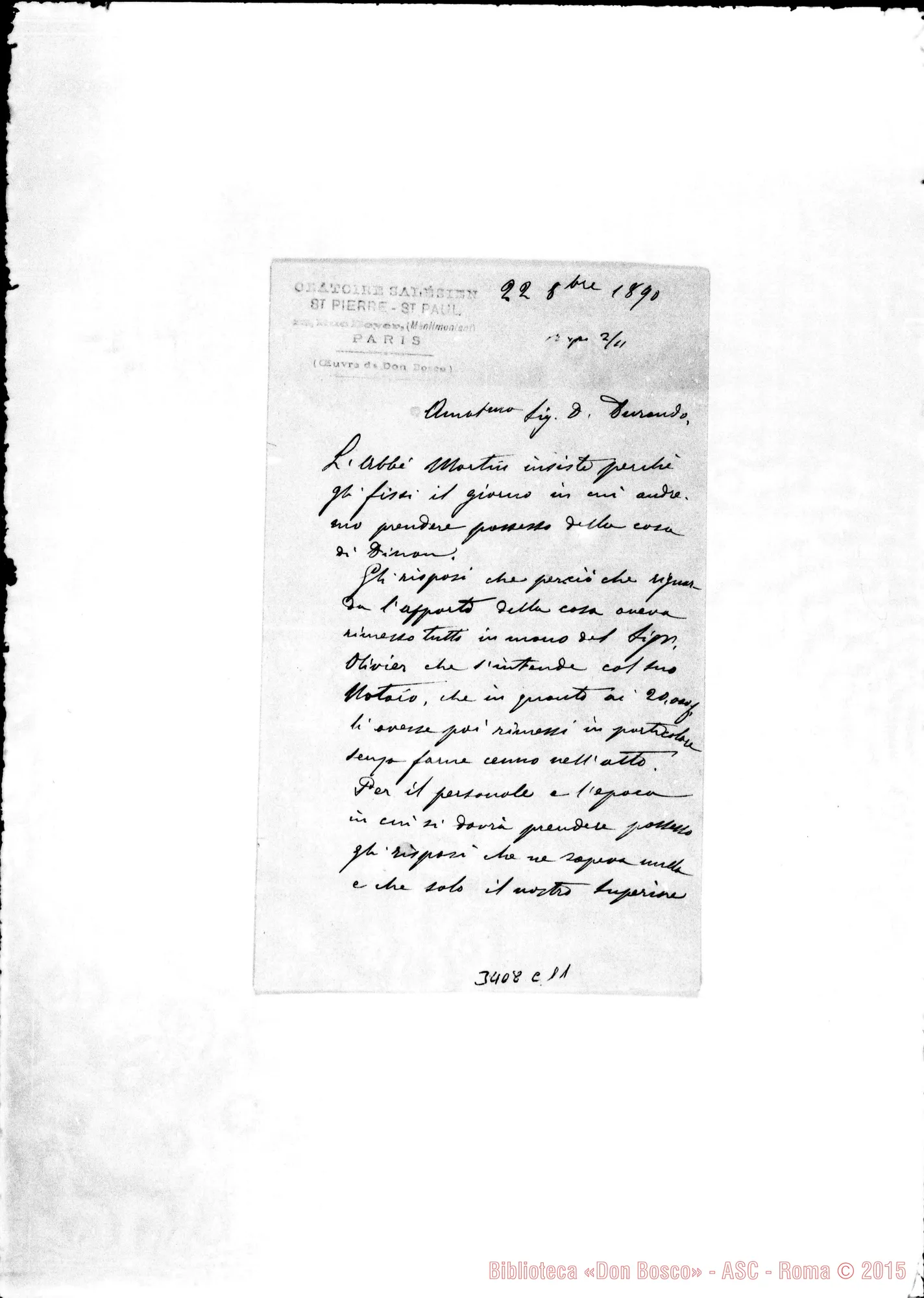 Fotogramma C 11 — Don Giuseppe Ronchail-Don Durando. Paris, 22-10-1890