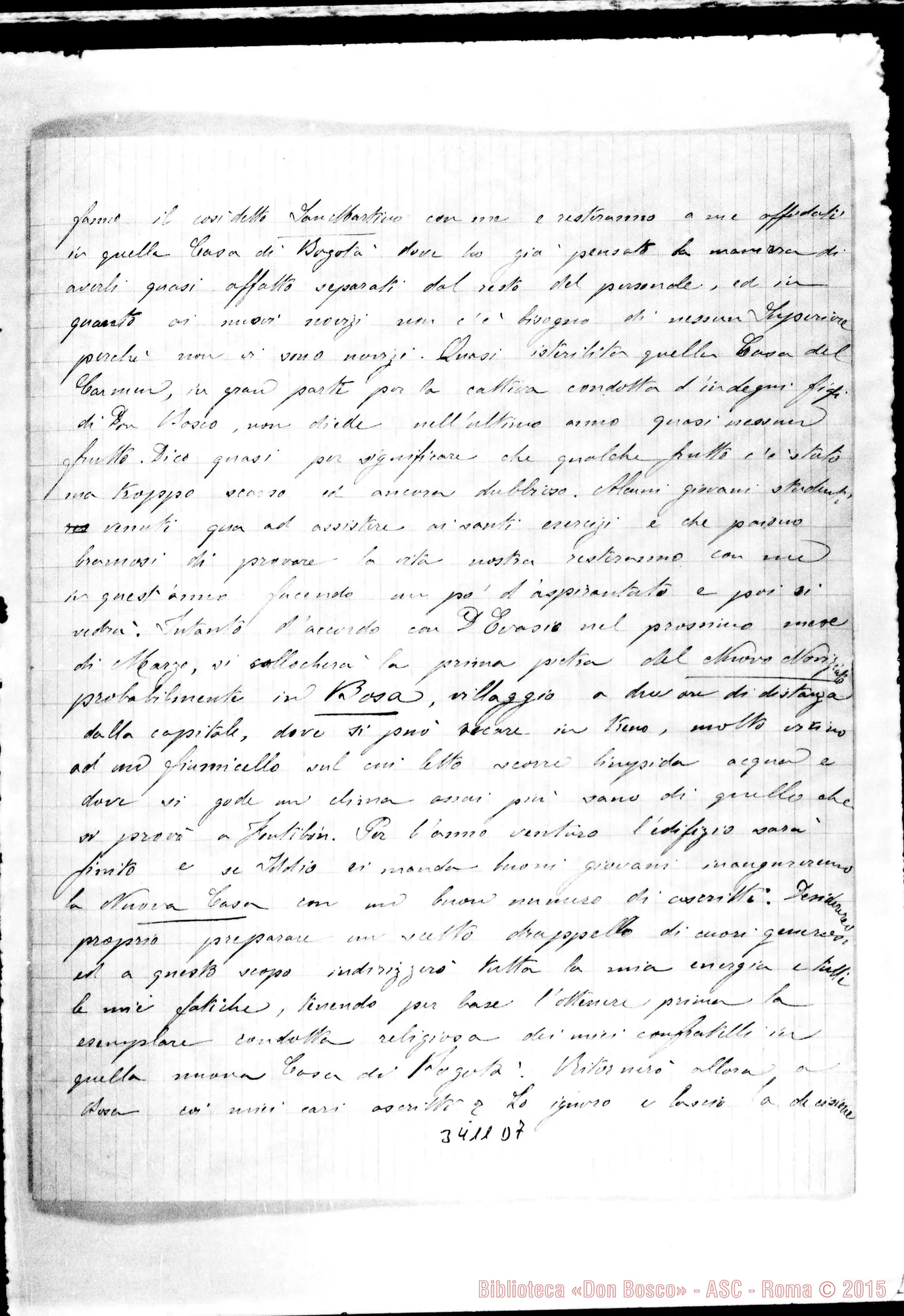 Fotogramma D 7 — Fontibón: Don Silvestro Rabagliati-Carissimo Padre. Fontibón, 28-02-1899