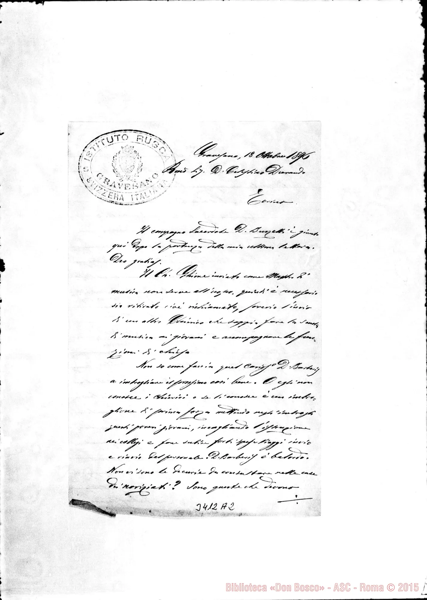 Fotogramma A 2 — Don Pietro Chiaveri-Don Durando. Gravesano, 18-10-1896