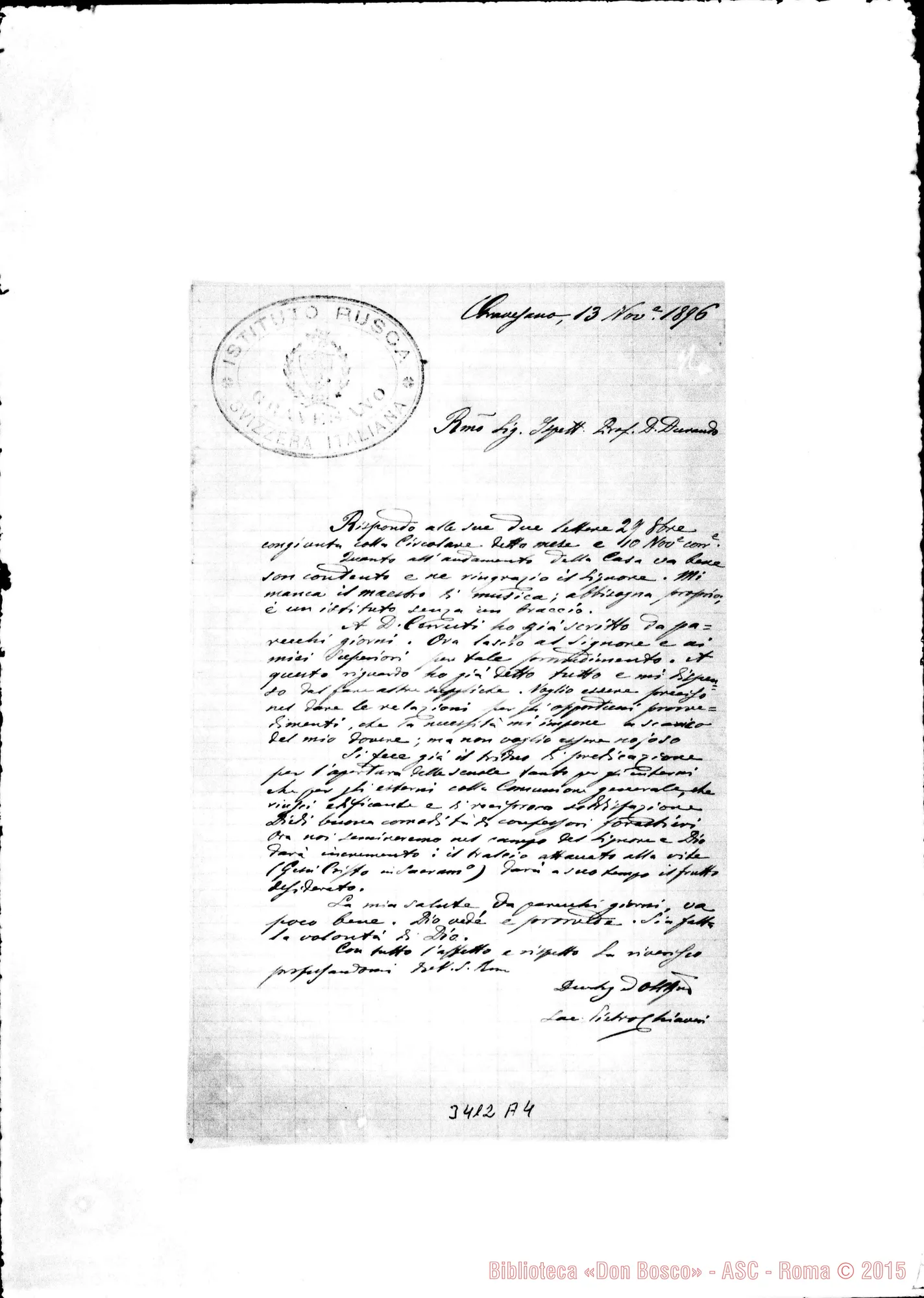 Fotogramma A 4 — Don Pietro Chiaveri-Don Durando. Gravesano, 13-11-1896