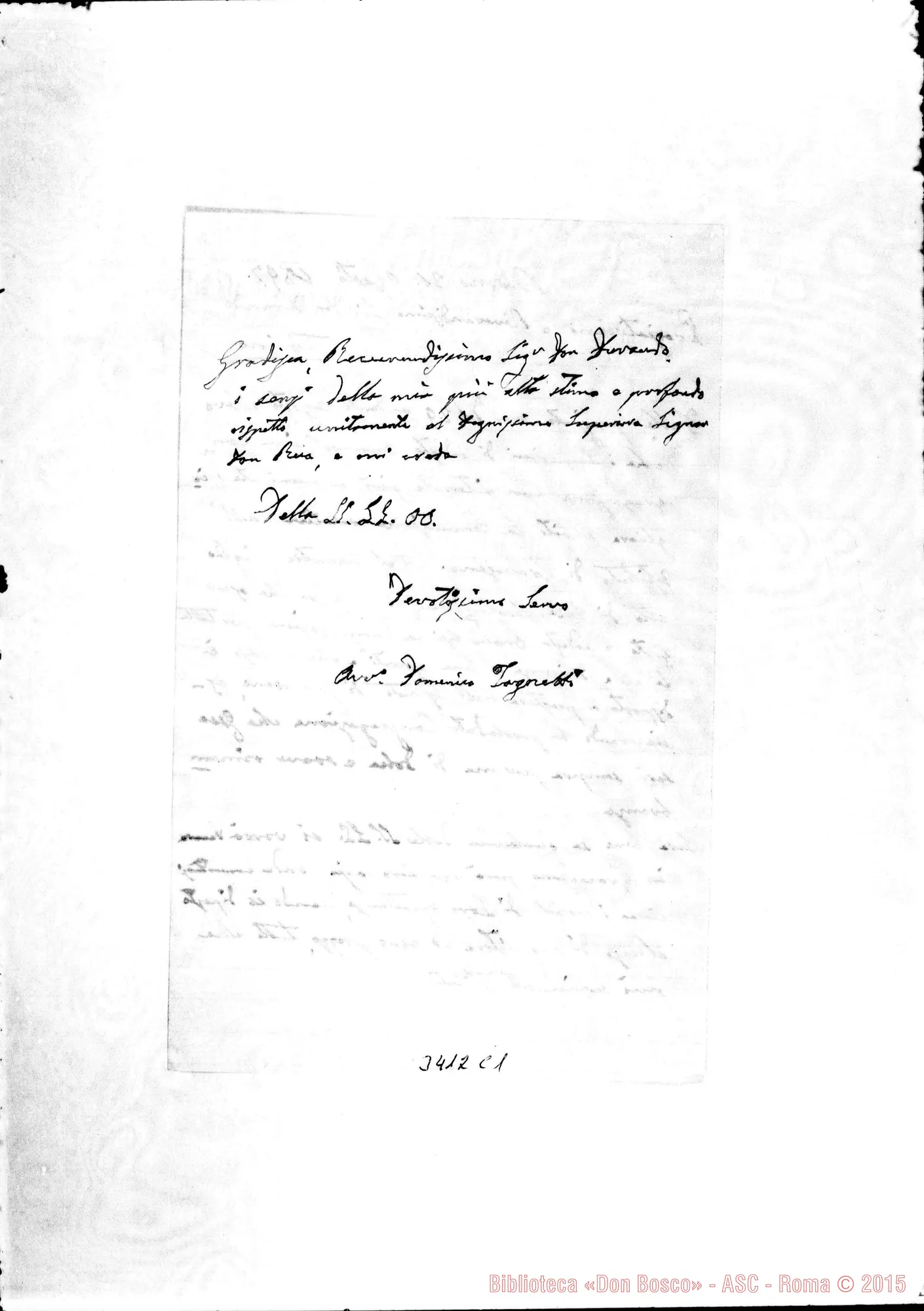 Fotogramma C 1 — Avv. Domenico Tognetti-Don Durando. Bedano, 31-08-1897