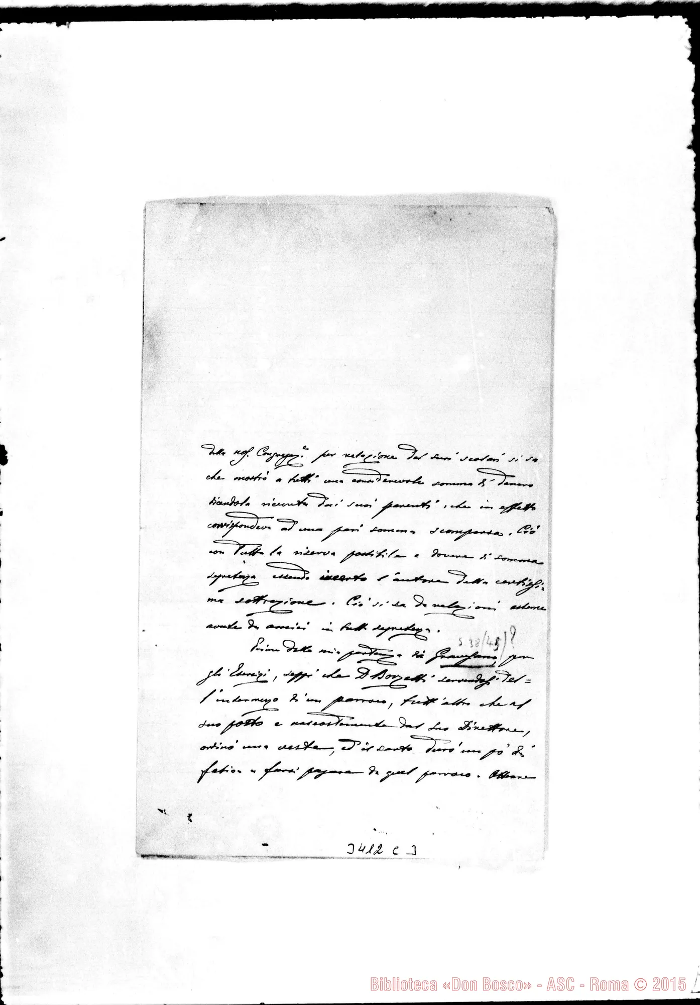 Fotogramma C 3 — Don Pietro Chiaveri-Rev.mo Sig. Torino, 12-10-1897