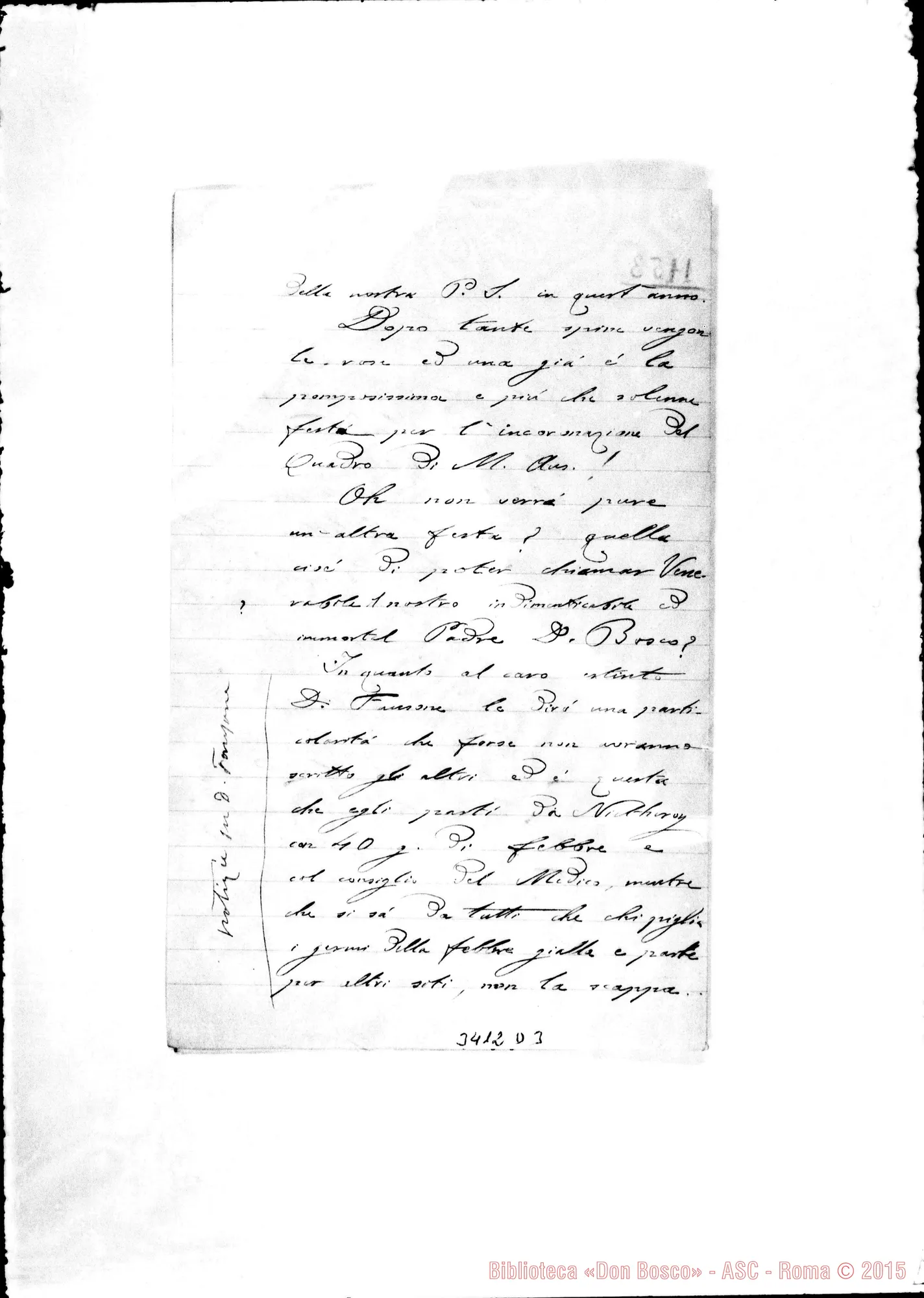 Fotogramma D 3 — Guarantiguetà: Don Carlo Peretto-Don Rua, il 30-03-1903. Autogr. Rua