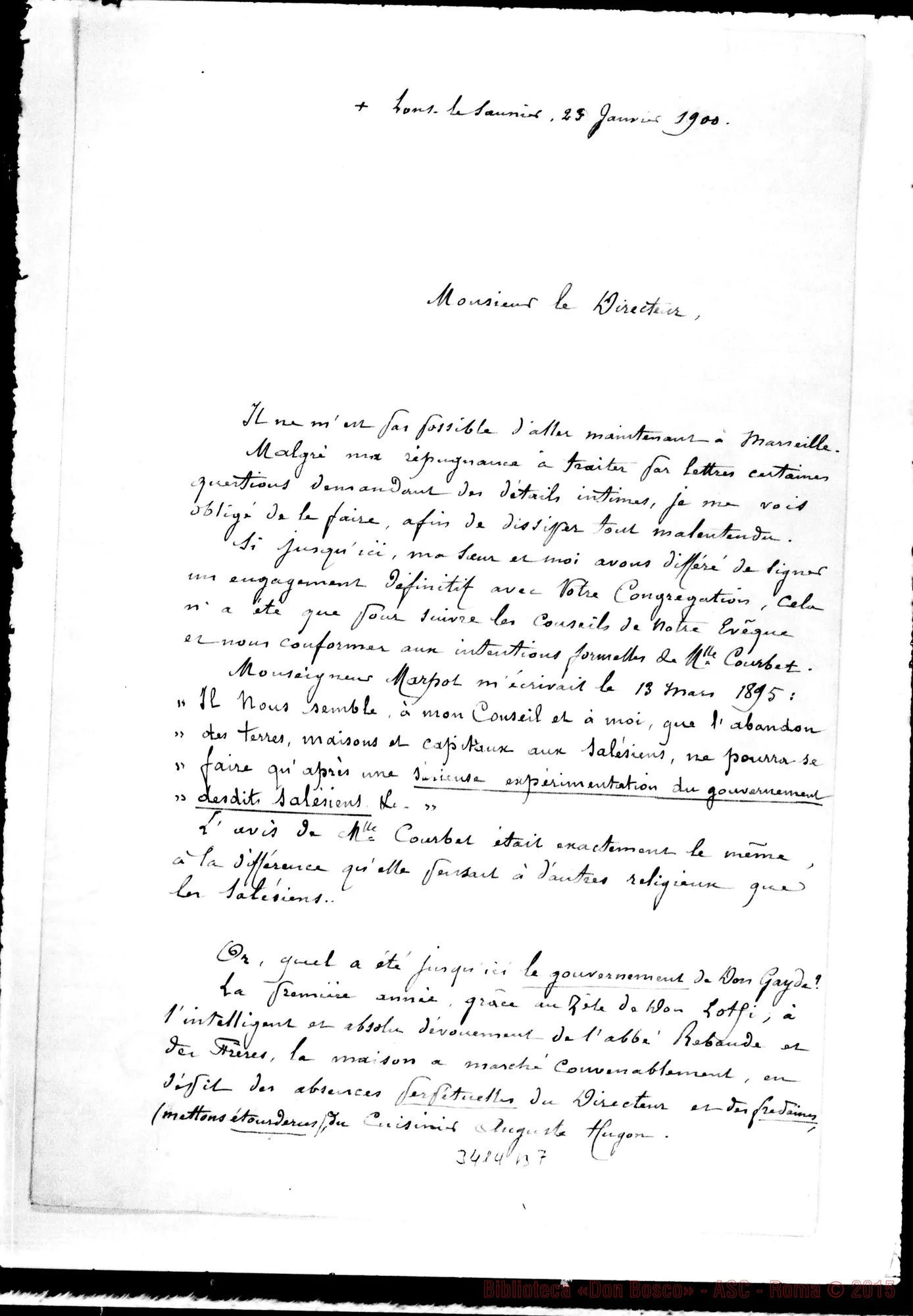Fotogramma B 7 — L. Queslin, curé-Monsieur le Directeur. Lons le Saunier, 23-01-1900