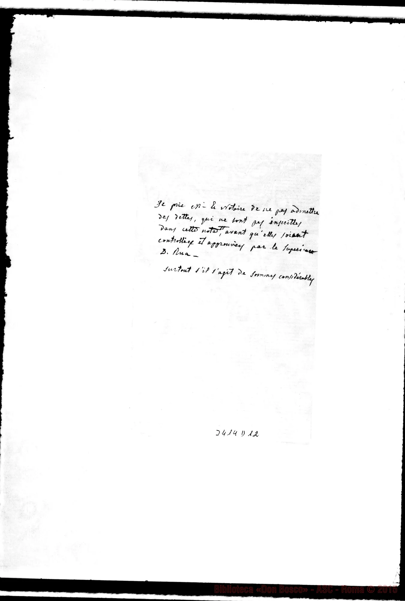 Fotogramma D 12 — A Don Roussin: promemoria. Manoscritto di Don Bertello