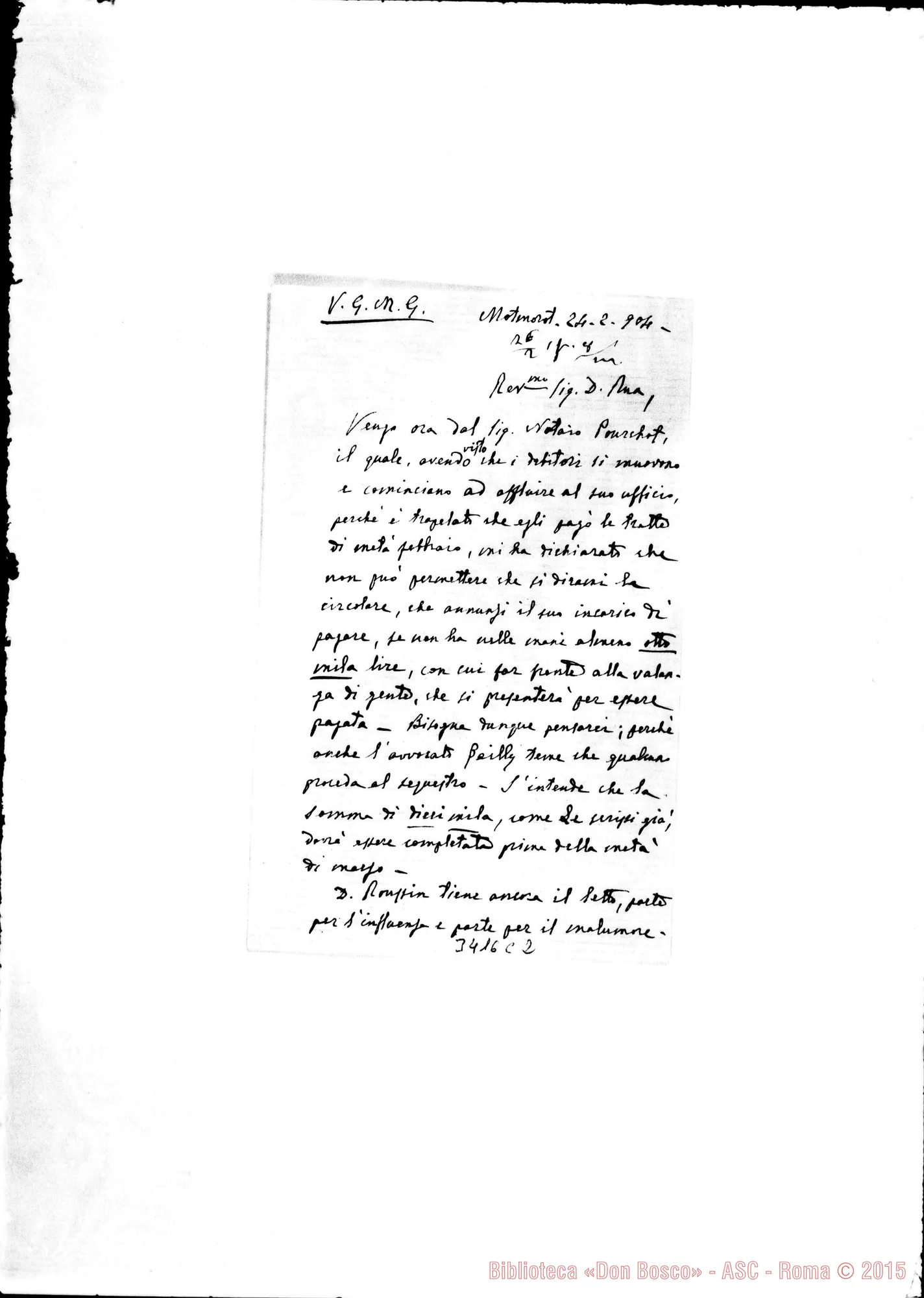 Fotogramma C 2 — Don Bertello-Don Rua. Montmorot, 24-02-1904