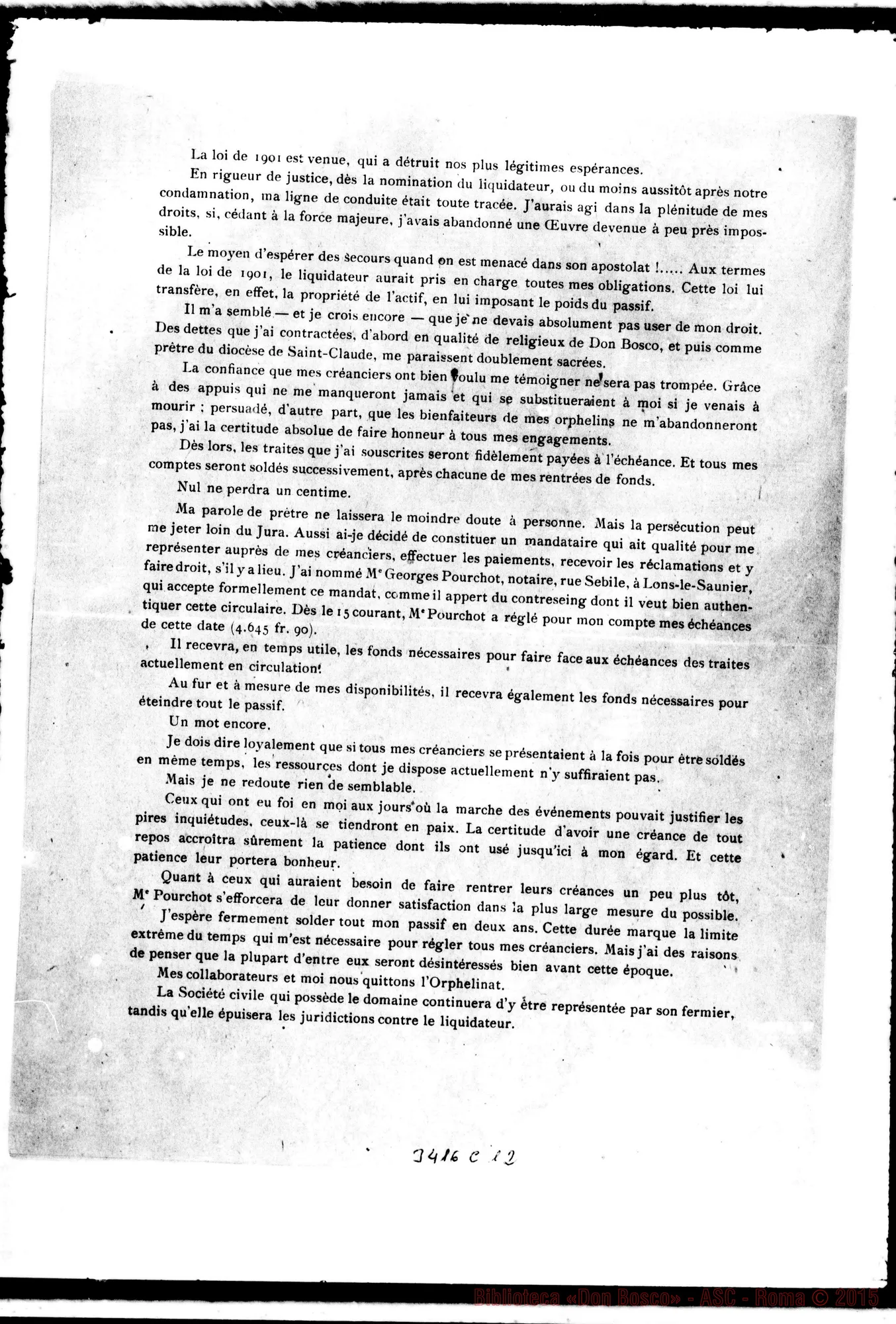 Fotogramma C 12 — Luigi Roussin, sac.: circolare. Stampato