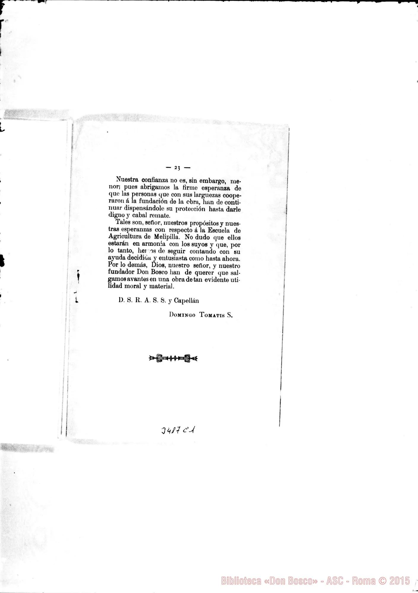 Fotogramma C 1 — Memoria della Scuola Agricola di Melipilla. Stampato 1896