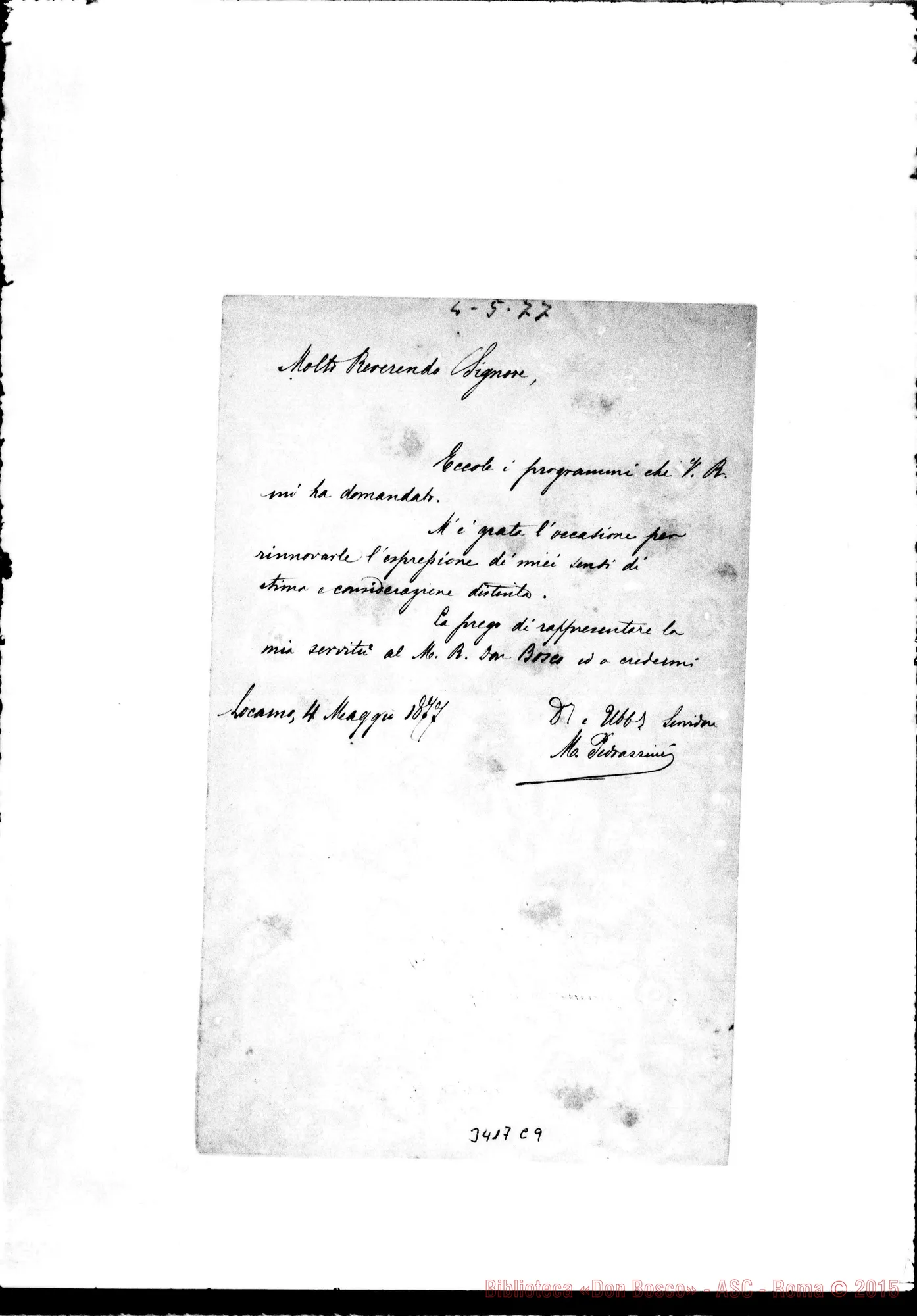Fotogramma C 9 — Avv. Martino Pedrazzini-Rev.do Sig. Locamo, 4-05-1877