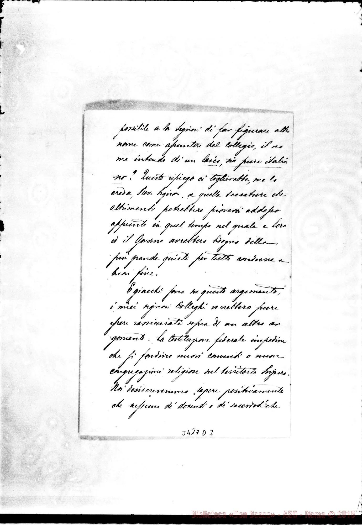Fotogramma D 3 — Avv. Martino Pedrazzini-Rev.do Sig. Locamo, 22-05-1877 Autogr. Rua