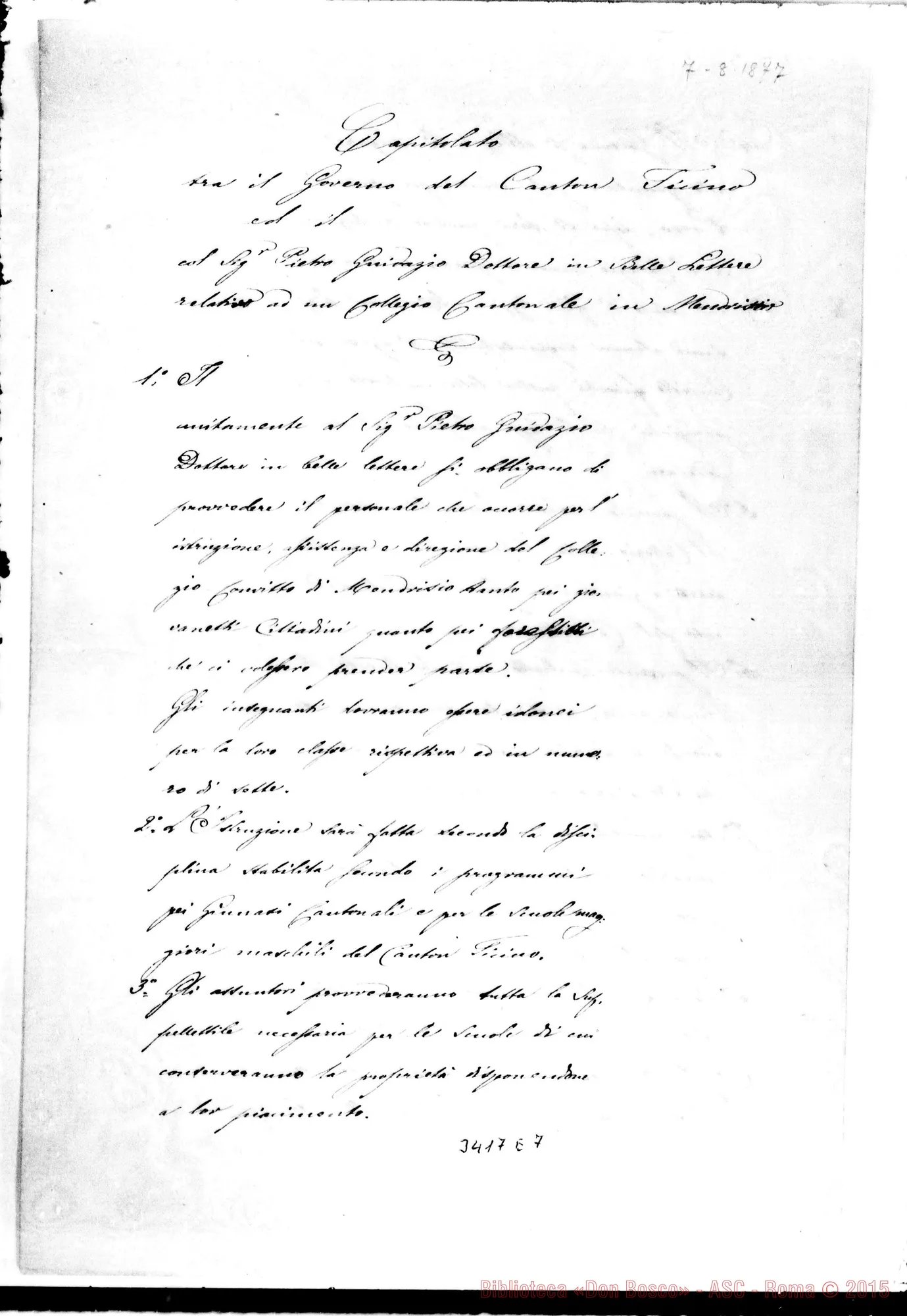 Fotogramma E 7 — Capitolato. Allegato «sgorbio approssimativo».