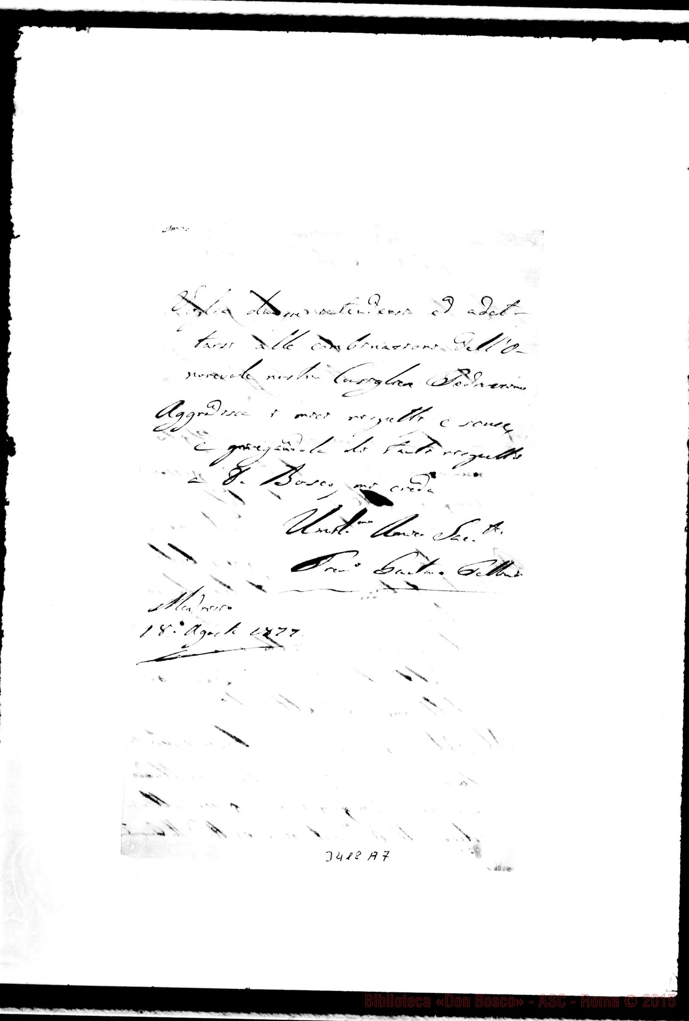 Fotogramma A 7 — Don Gaetano Pollini-Rev.do Sig. Mendrisio, 18-08-1877