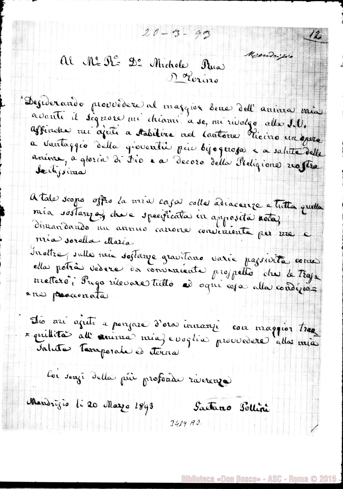 Fotogramma A 2 — Don Gaetano Pollini-Don Rua. Mendrisio, 20-03-1893