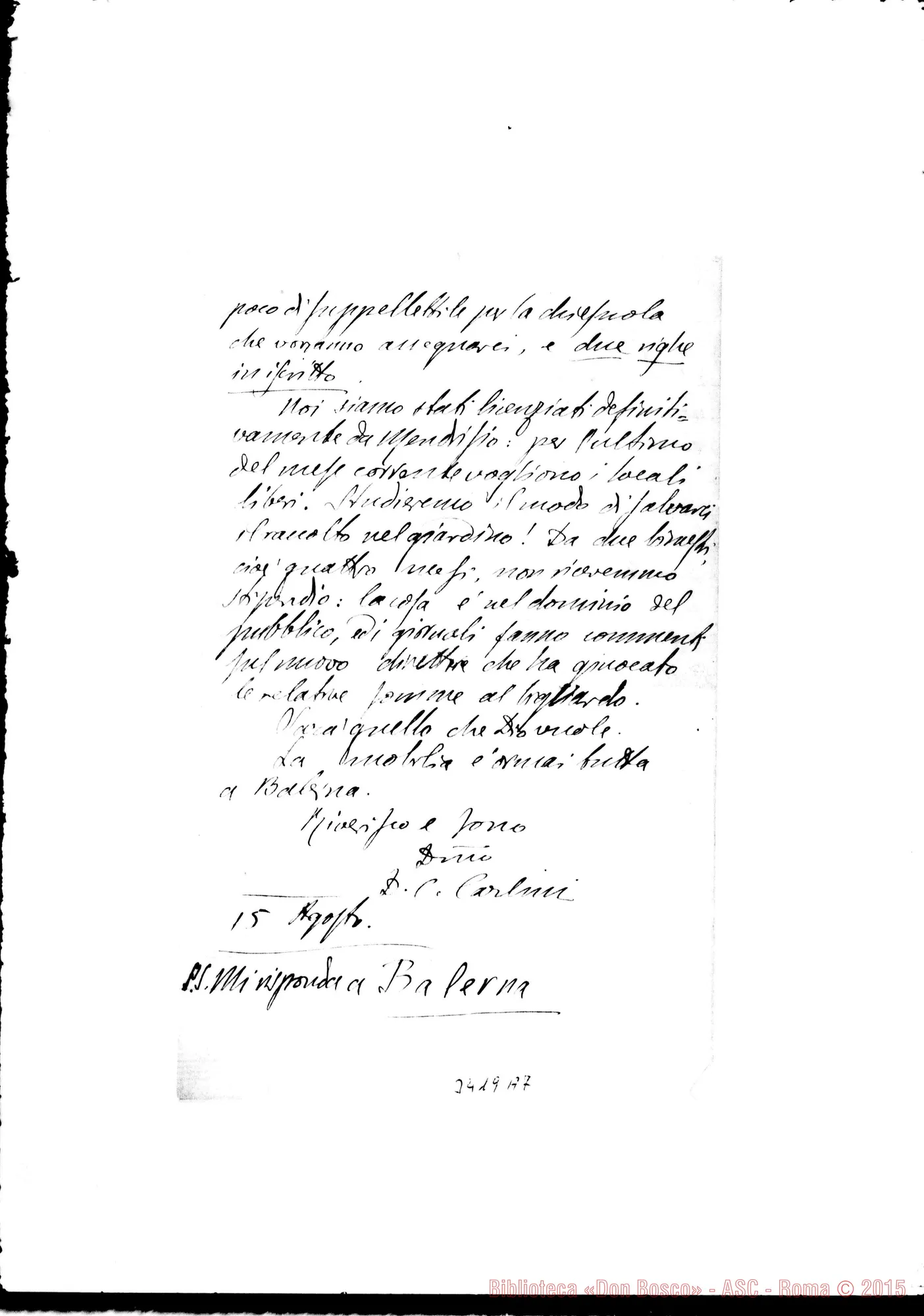 Fotogramma A 7 — Don Gaetano Pollini-Don Rua, il 14-08-1893 All. D. Carlini-D. Durando. Balerna, 15-08-1893