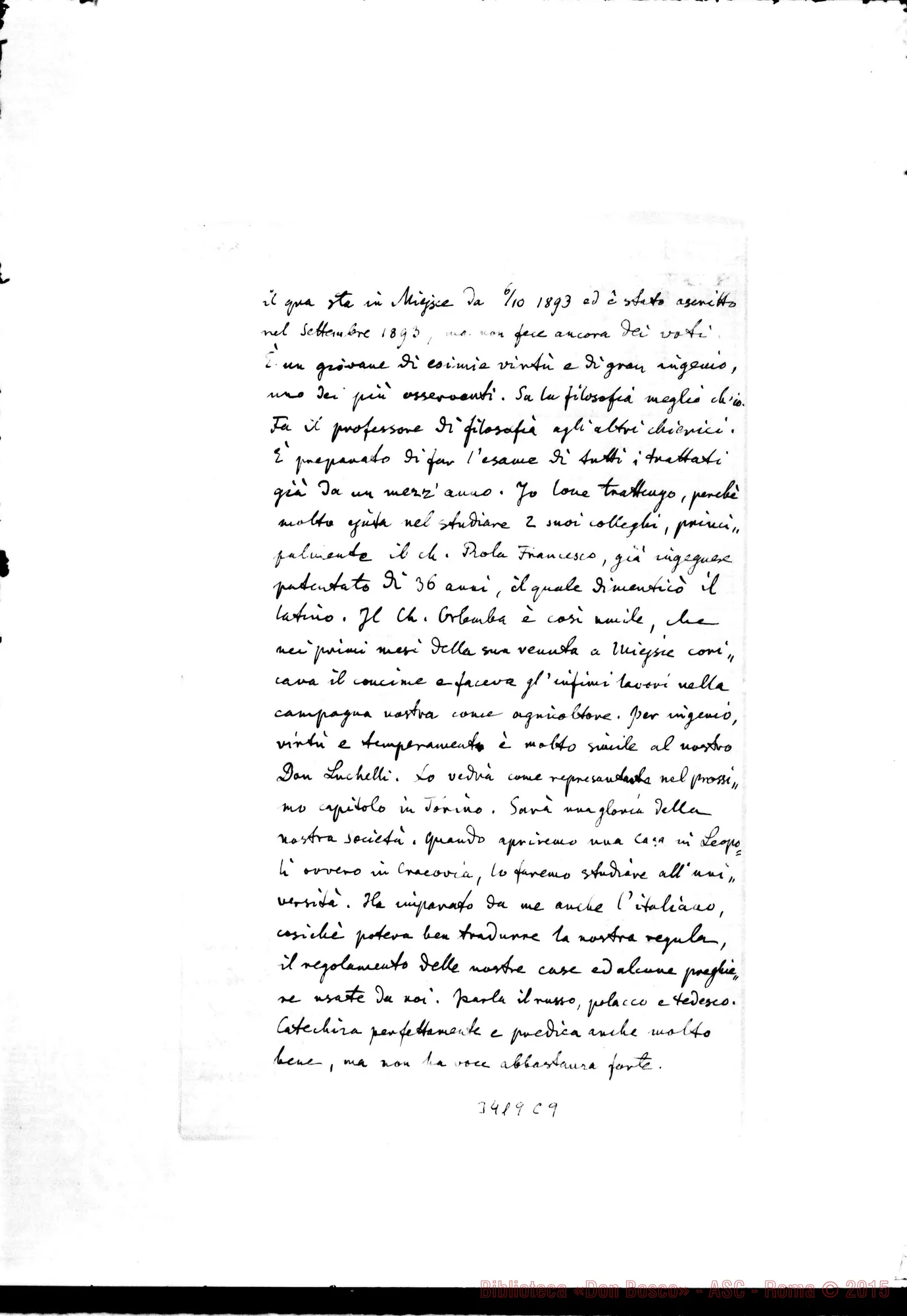 Fotogramma C 9 — Don Bronislao Markievicz-Amatissimo Padre. Miejsce, 27-03-97 Autogr Rua
