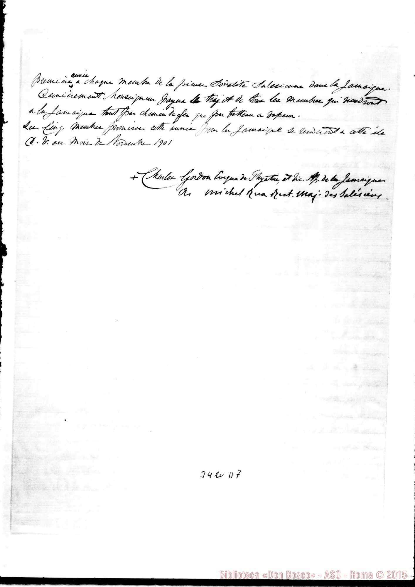 Fotogramma D 7 — Charles Gordon, vesc.: progetto di convenzione con firma autogr. Rua. Novembre 1901