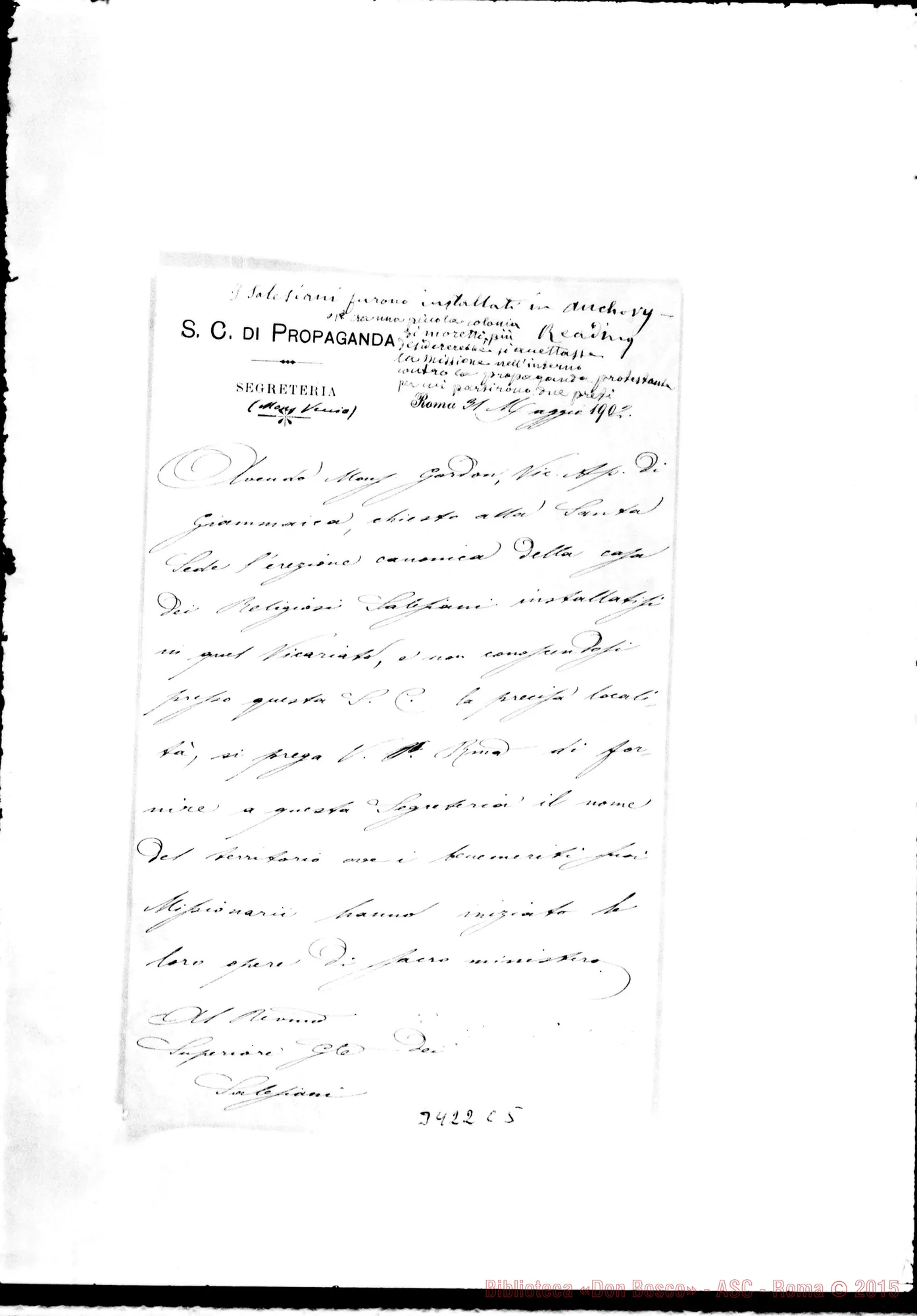 Fotogramma C 5 — Luigi Veccia, di Propaganda Fide-Don Rua, il 31-05-1902