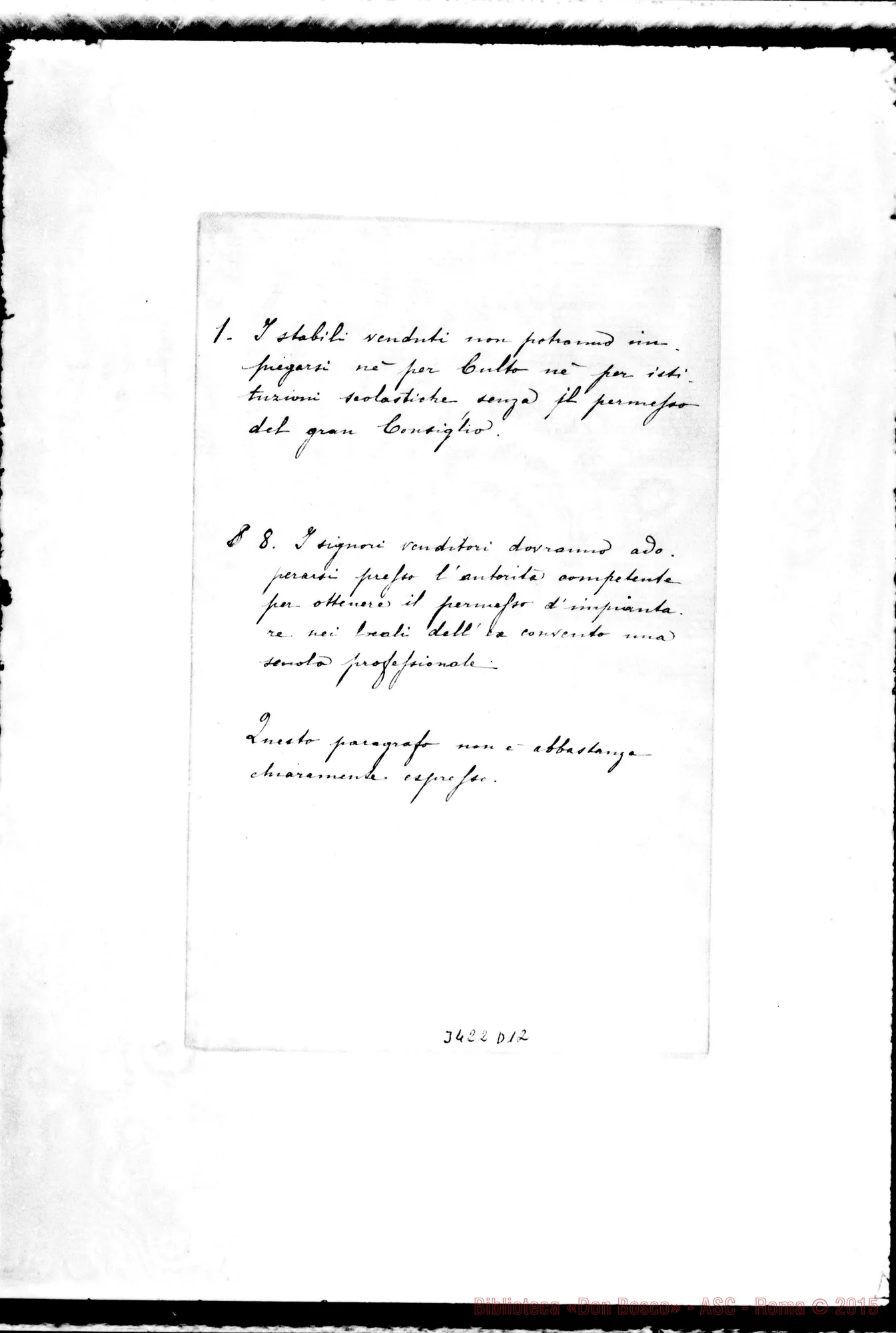 Fotogramma D 12 — Lettera, con allegati, senza destinatario, senza firma né data.