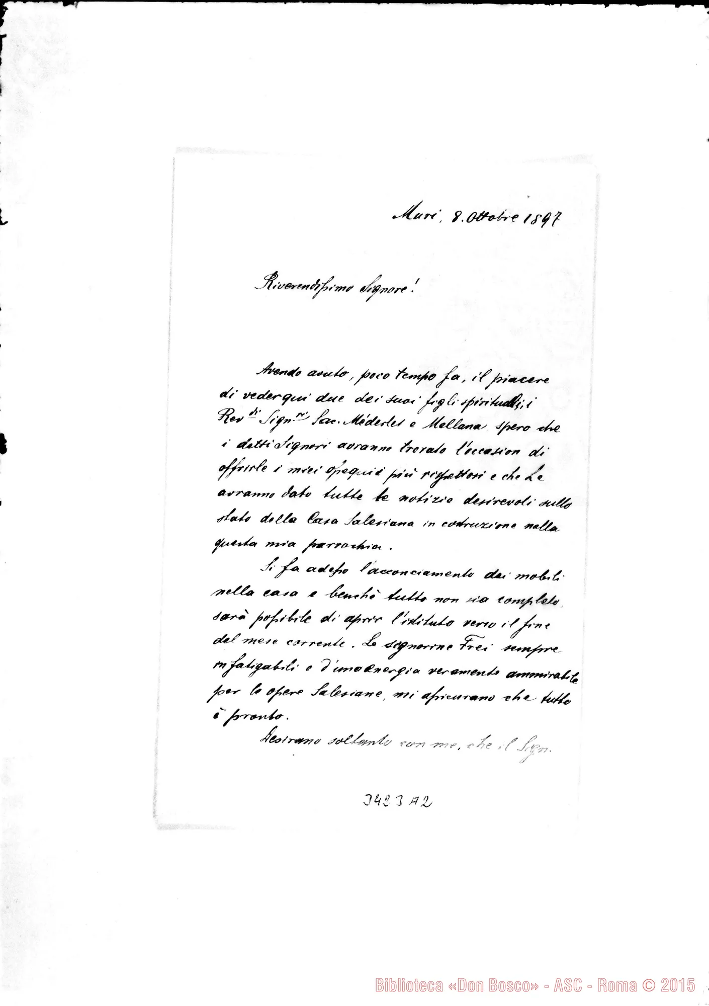 Fotogramma A 2 — Don A. Dobeli-Rev.mo Sig. Muri, 8-10-1897