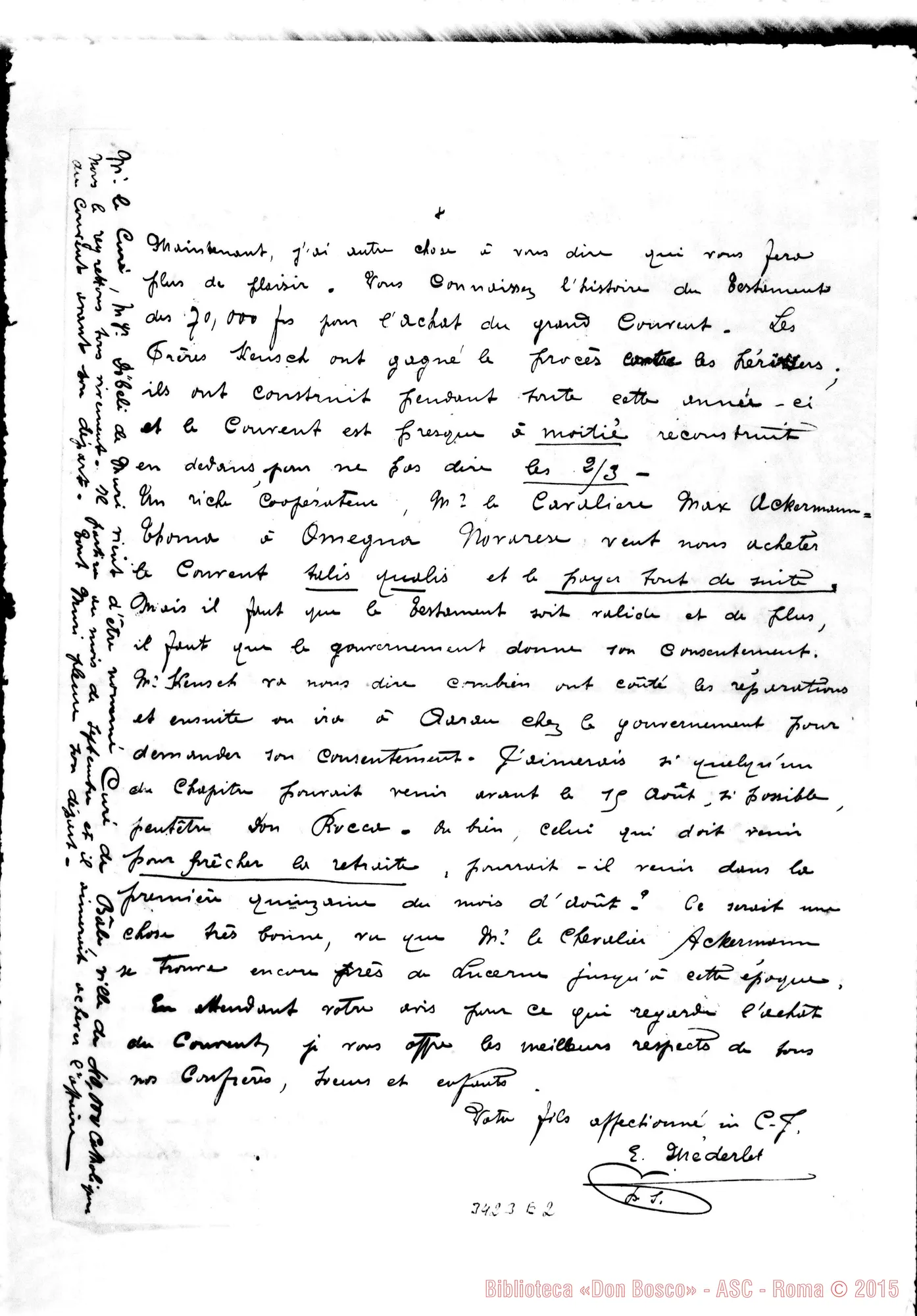 Fotogramma E 2 — Don Eugenio Méderlet-Don Rua. Muri, 27-07-1900 Autogr. Rua
