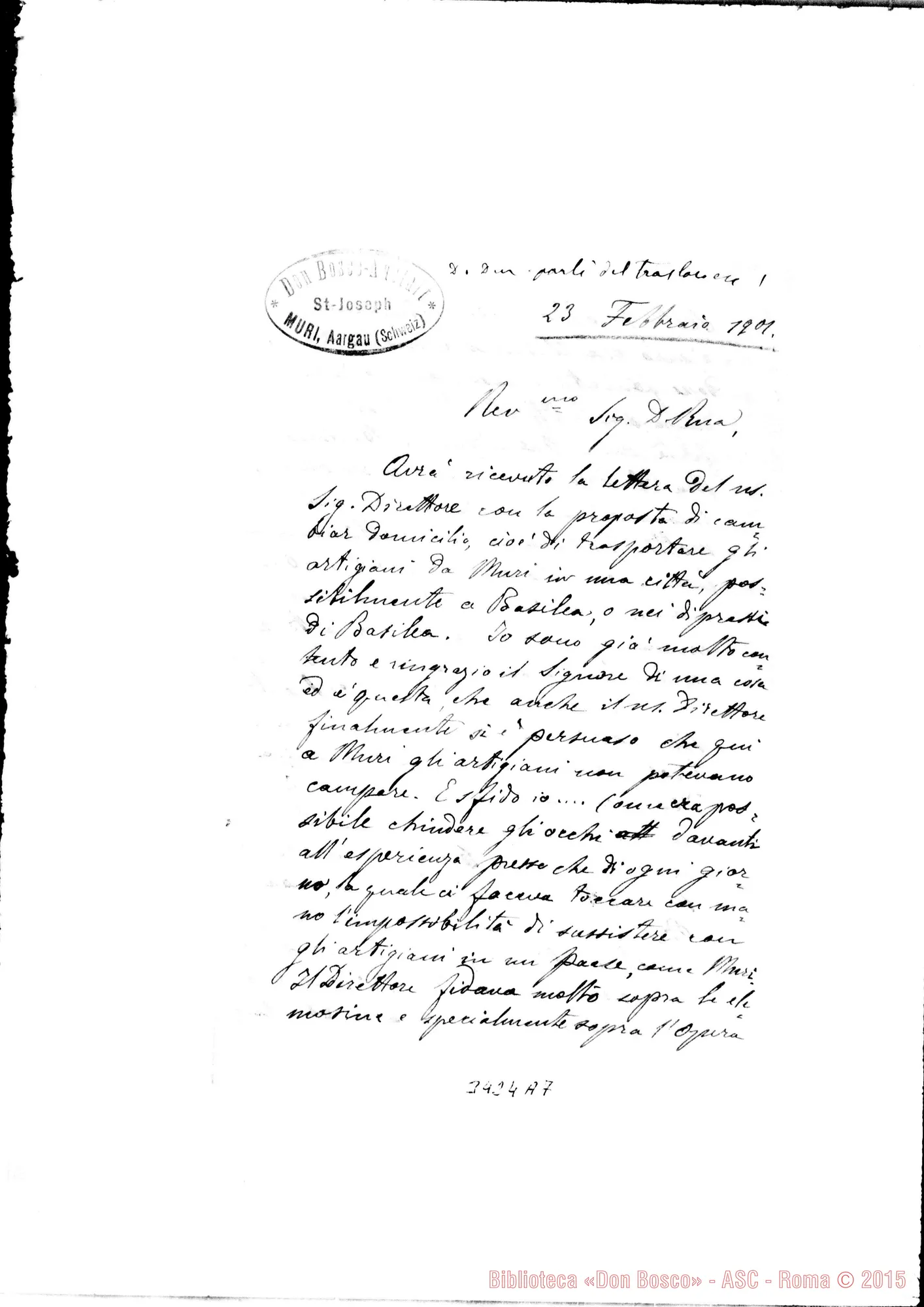 Fotogramma A 7 — Don Luigi Prieri-Don Rua. Muri, 23-02-1901 Autogr. Rua