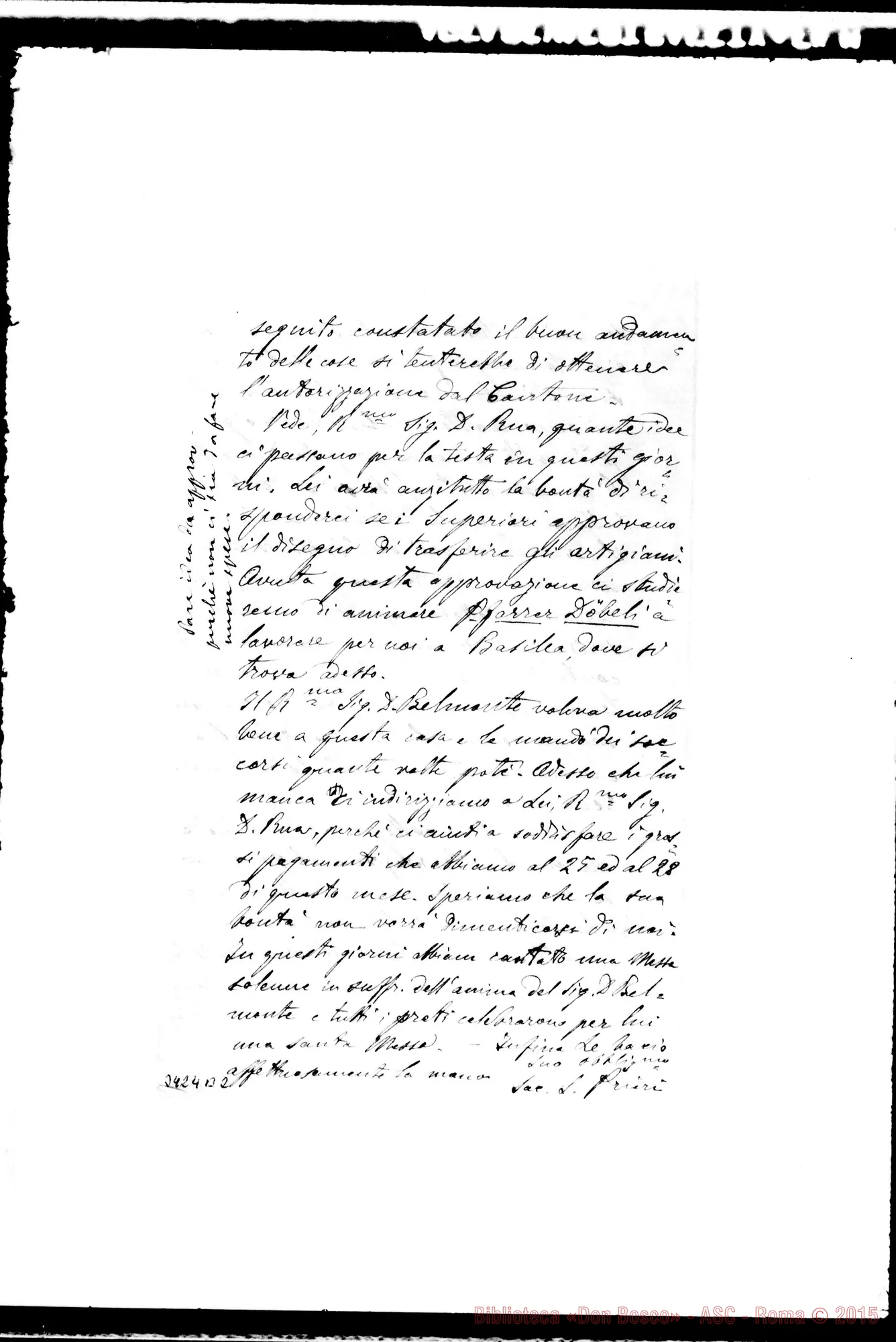 Fotogramma B 2 — Don Luigi Prieri-Don Rua. Muri, 23-02-1901 Autogr. Rua
