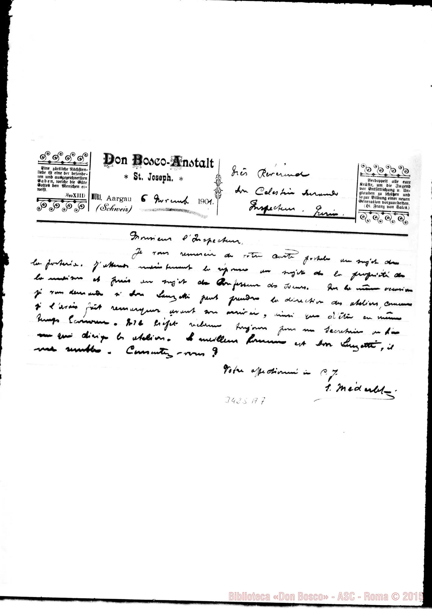 Fotogramma A 7 — Don Eugenio Méderlet-Don Durando. Muri, 6-11-1901