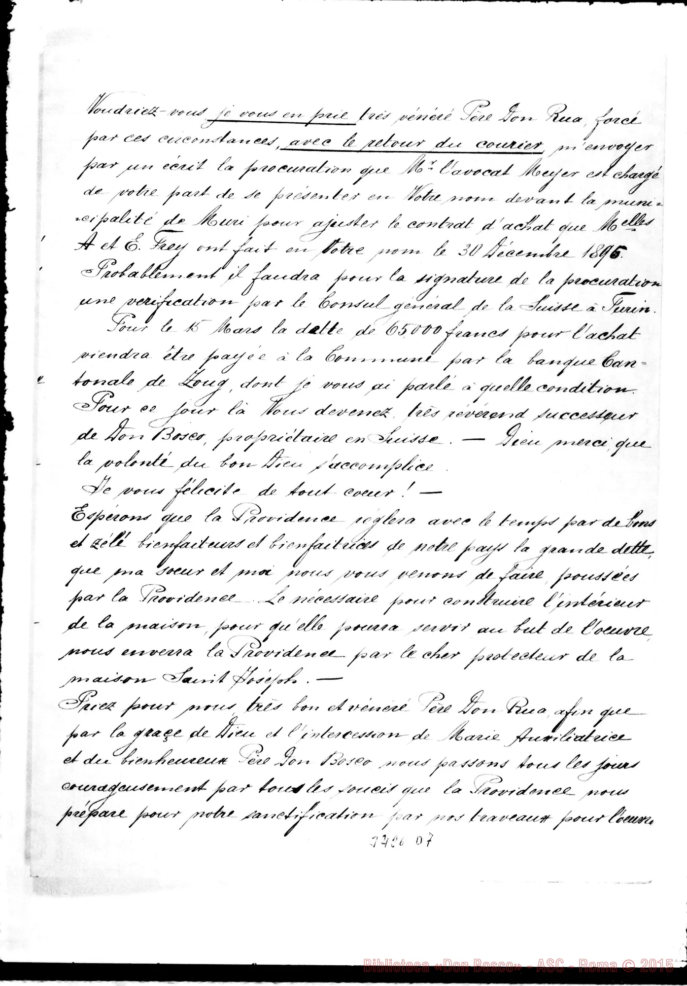 Fotogramma D 7 — Agathe Frey-Don Rua. Muri, 12-03-1896 Autogr. Rua