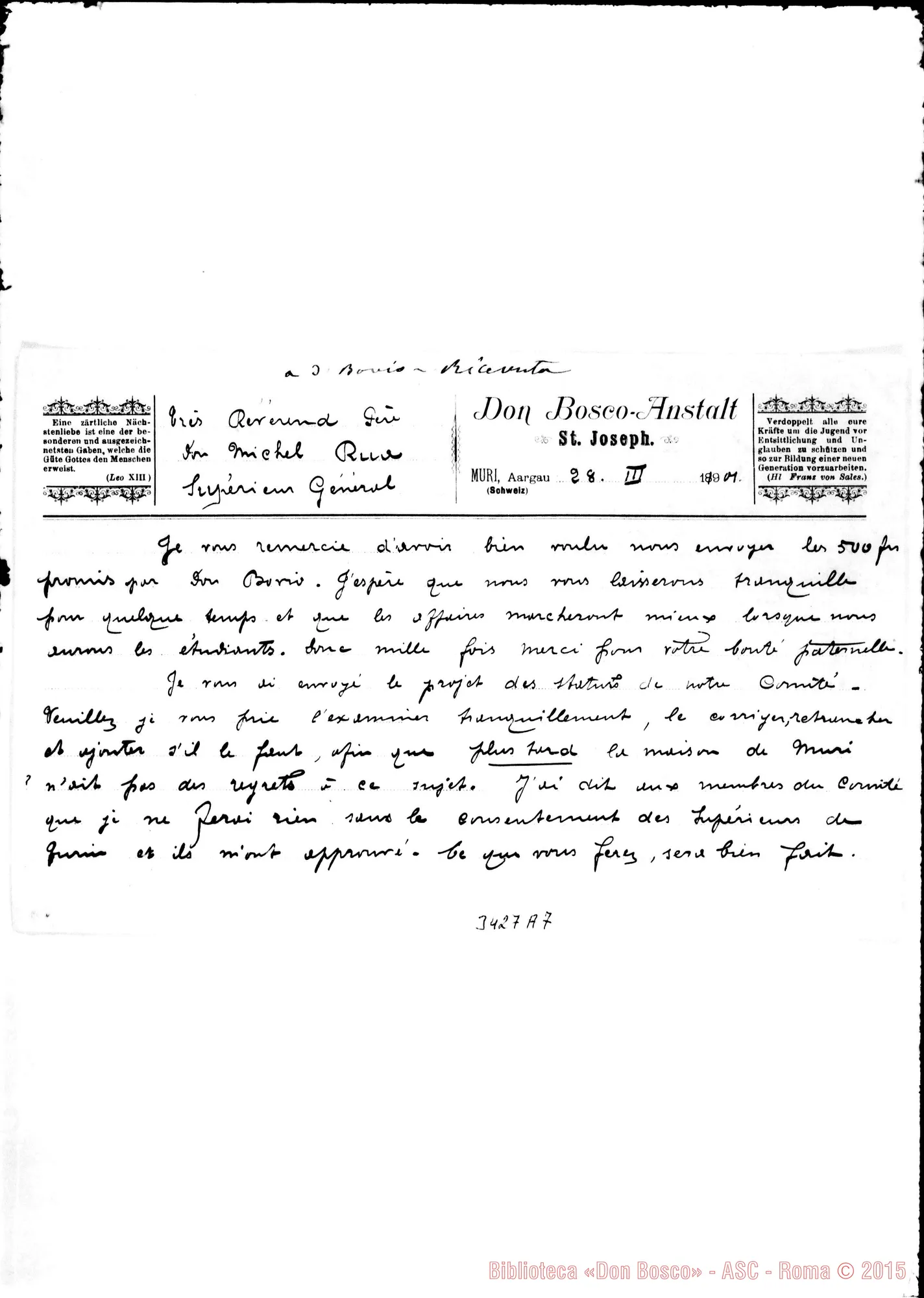 Fotogramma A 7 — Don Eugenio Méderlet-Don Rua. Muri, 28-03-1901
