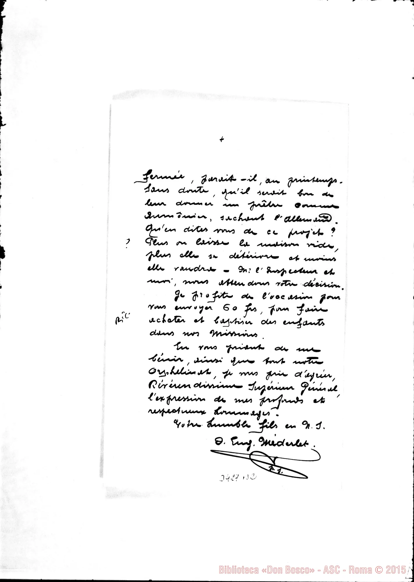 Fotogramma B 2 — Don Eugenio Méderlet-Don Rua. Liège, 12-01-1906 Autogr. Rua