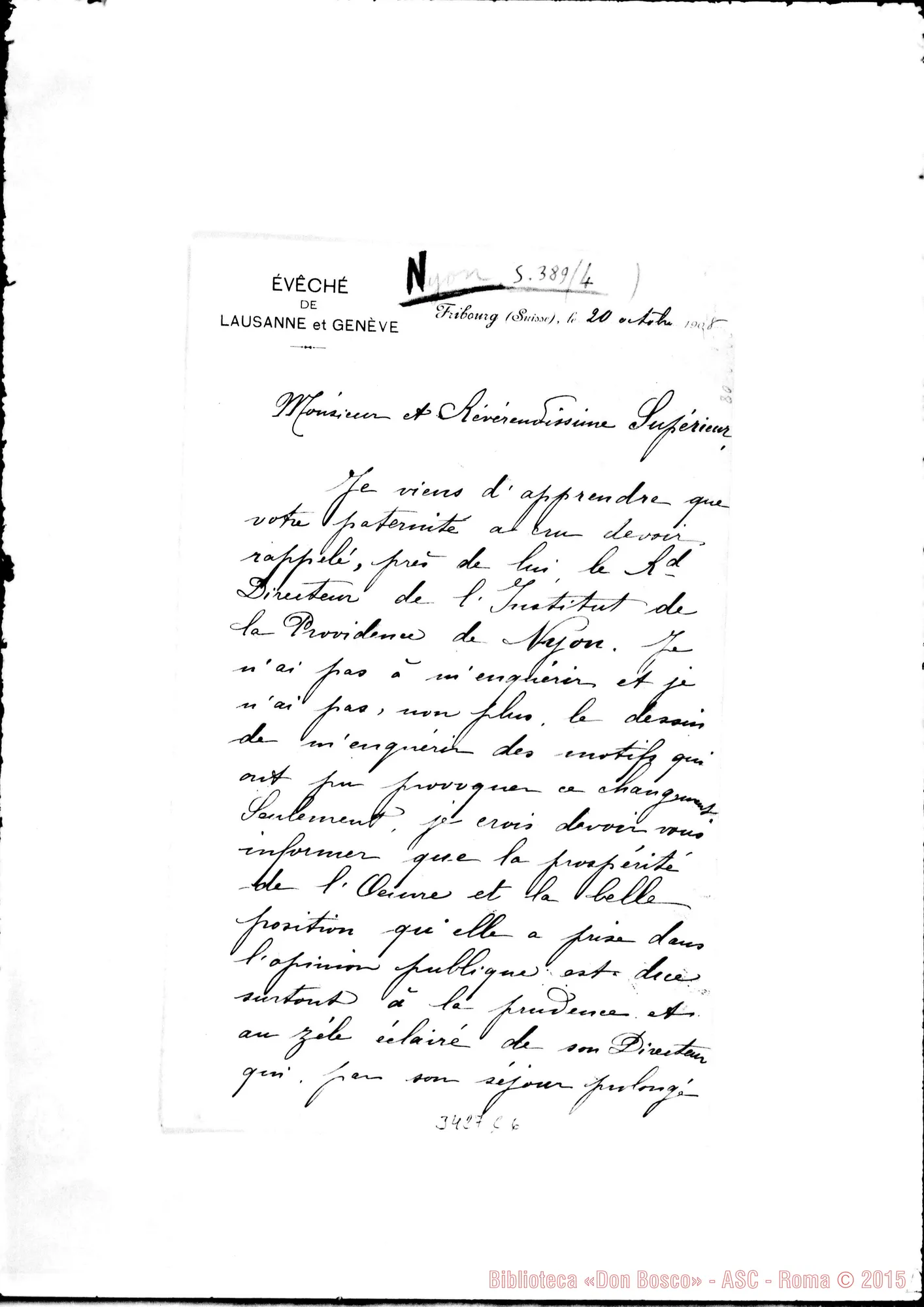 Fotogramma C 6 — Nyon: Giuseppe Deruaz, vesc. di Losanna-Don Rua. Fribourg, 20-10-1908