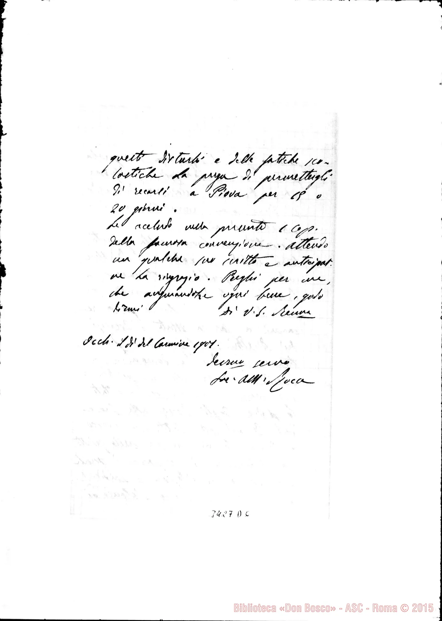 Fotogramma D 6 — Don Angelo Maria Rocca-Ispettore. Occhieppo, 16-07-1901