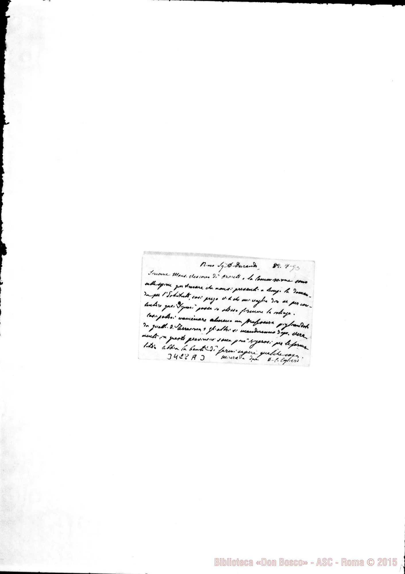 Fotogramma A 3 — Don Cagliero Cesare-Don Durando. Roma, 22-08-1893