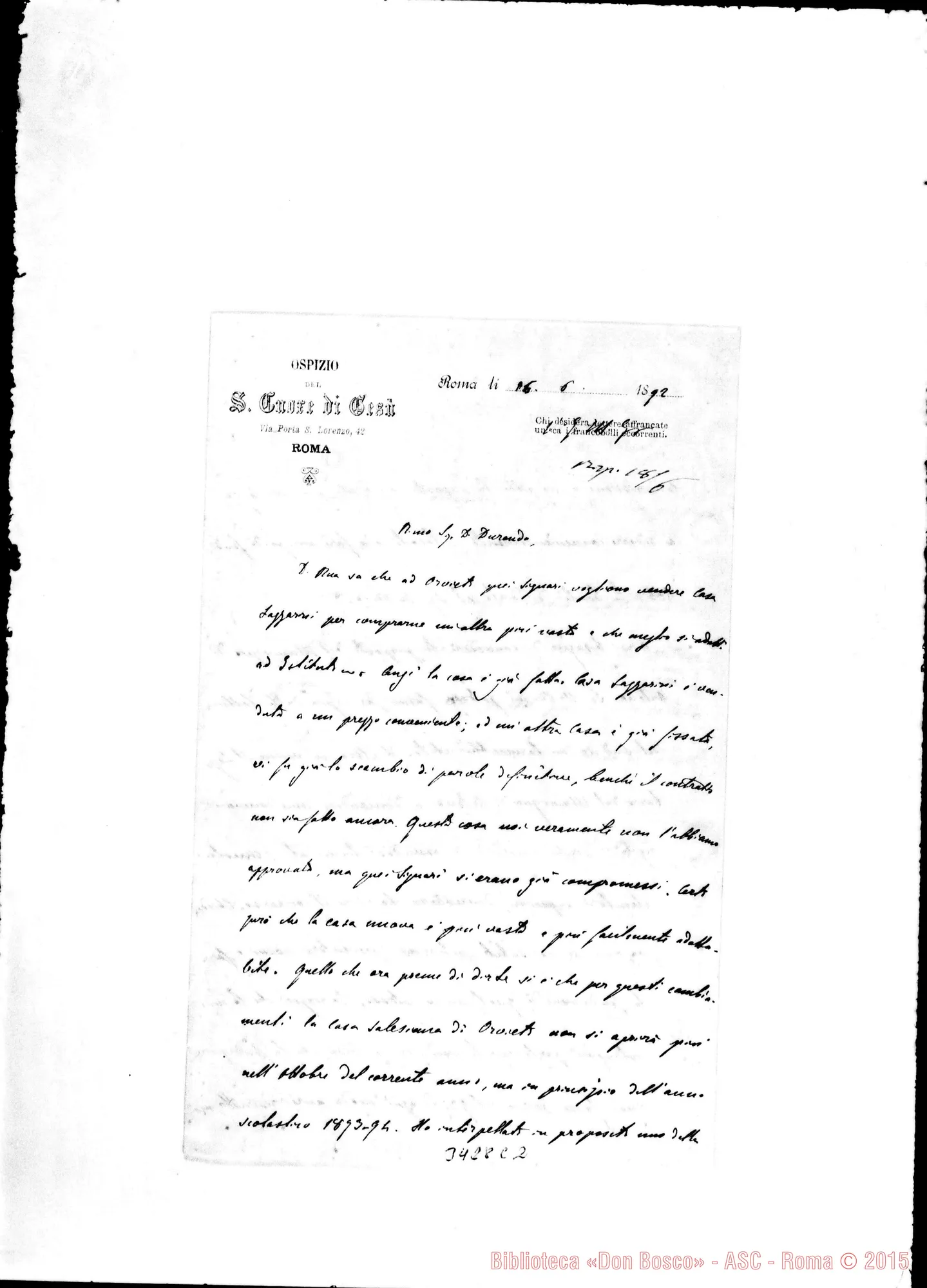 Fotogramma C 2 — Don Cesare Cagliero-Don Durando. Roma, 16-06-1892