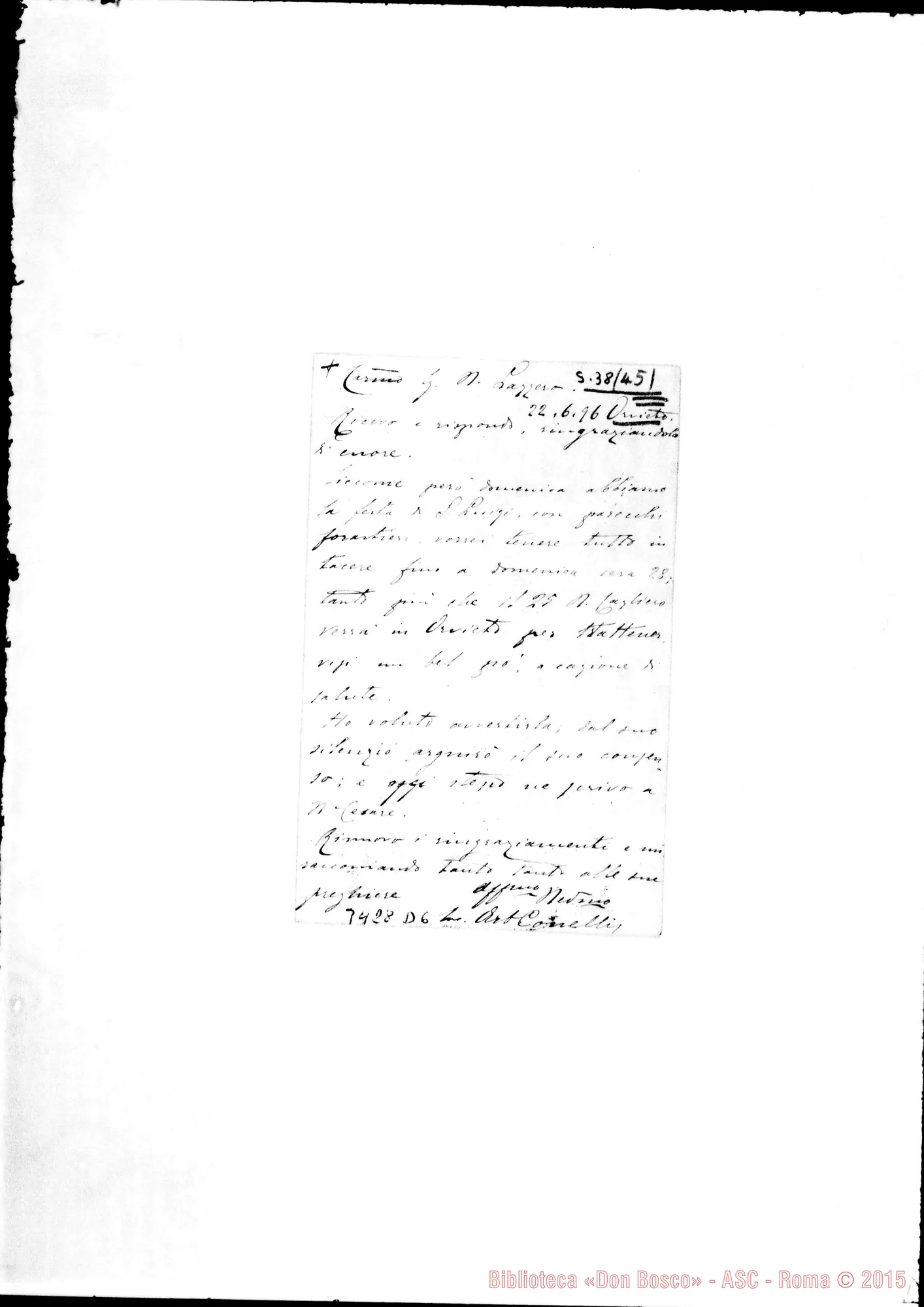 Fotogramma D 6 — Don Conelli Arturo-Don Lazzero. Orvieto, 22-06-1896